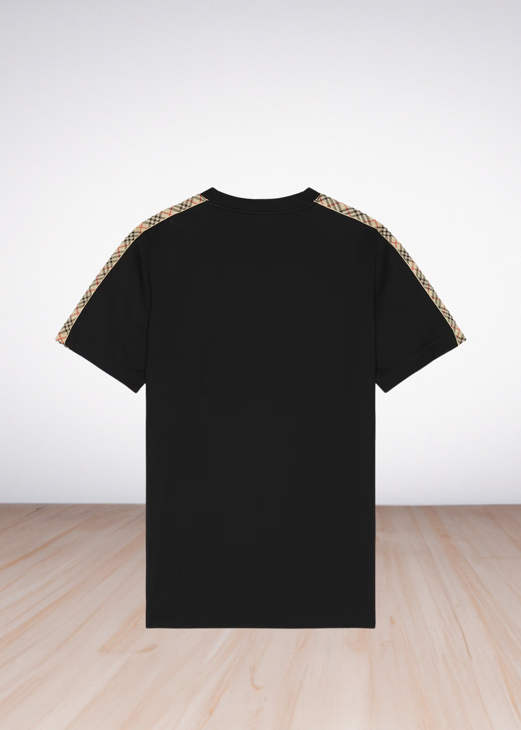 טי שירט צבע שחור Check Tape T-Shirt