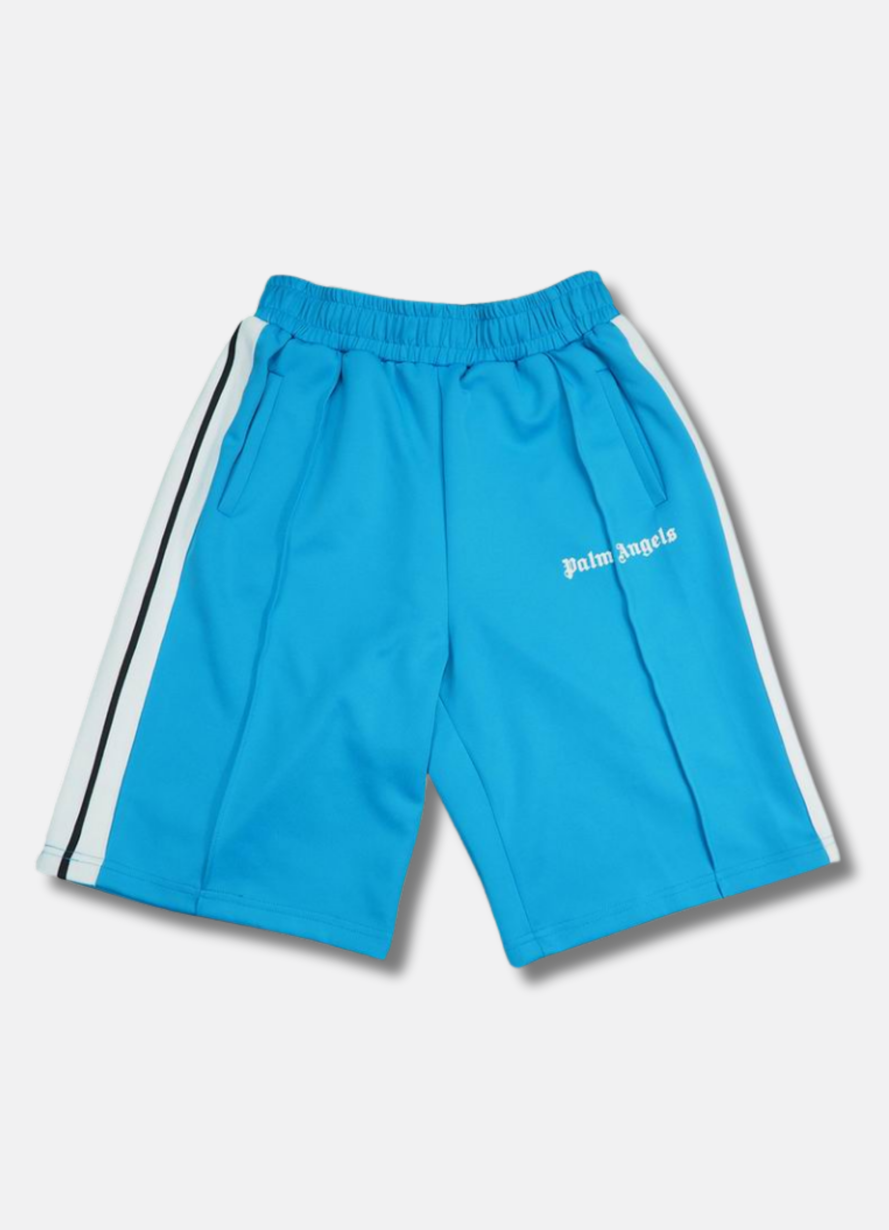 מכנסי שורטס Palm Angels בצבע כחול טורקיז עם הדפס לוגו