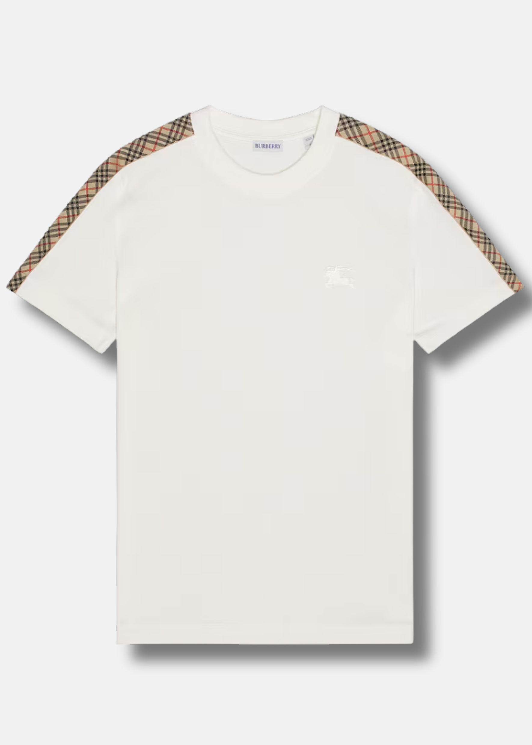 טי שירט צבע לבן Check Tape T-Shirt
