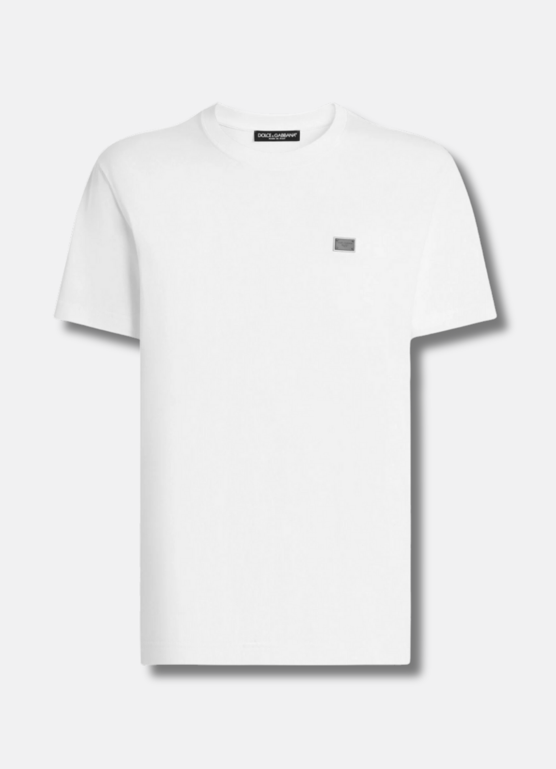 logo plakette slim fit טי שירט בצבע לבן