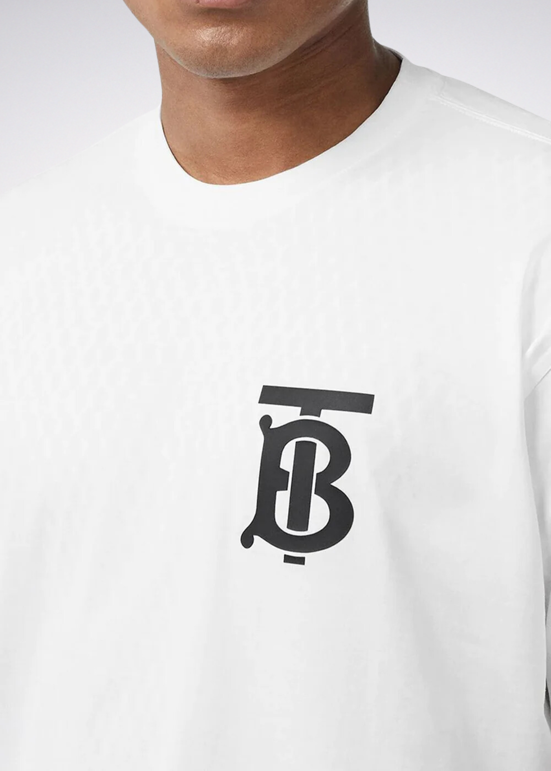 ברברי טי שירט צבע לבן Logo Print Cotton T-shirt