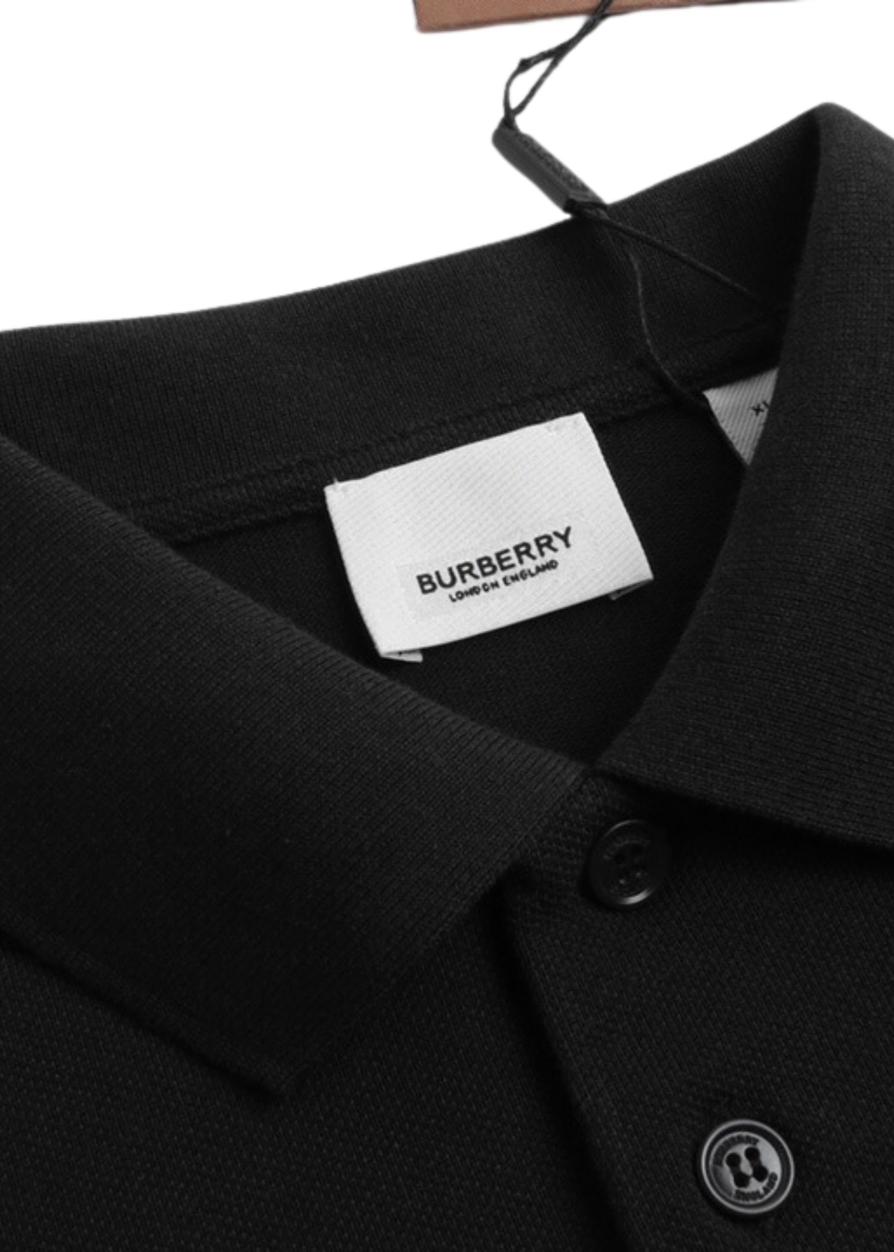 ברברי פולו צבע שחור Logo EmbroideryCotton Polo