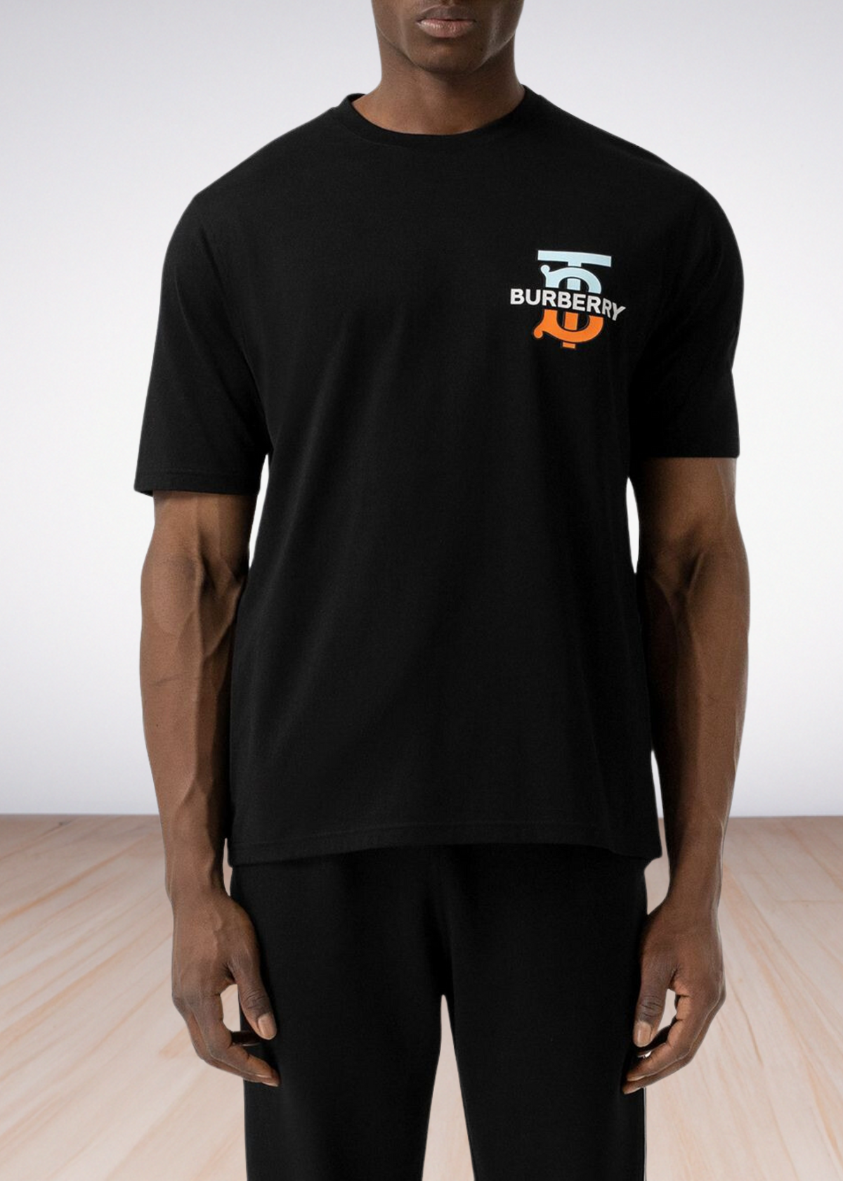 ברברי טי שירט צבע שחור Logo Printed Crewneck T-Shirt