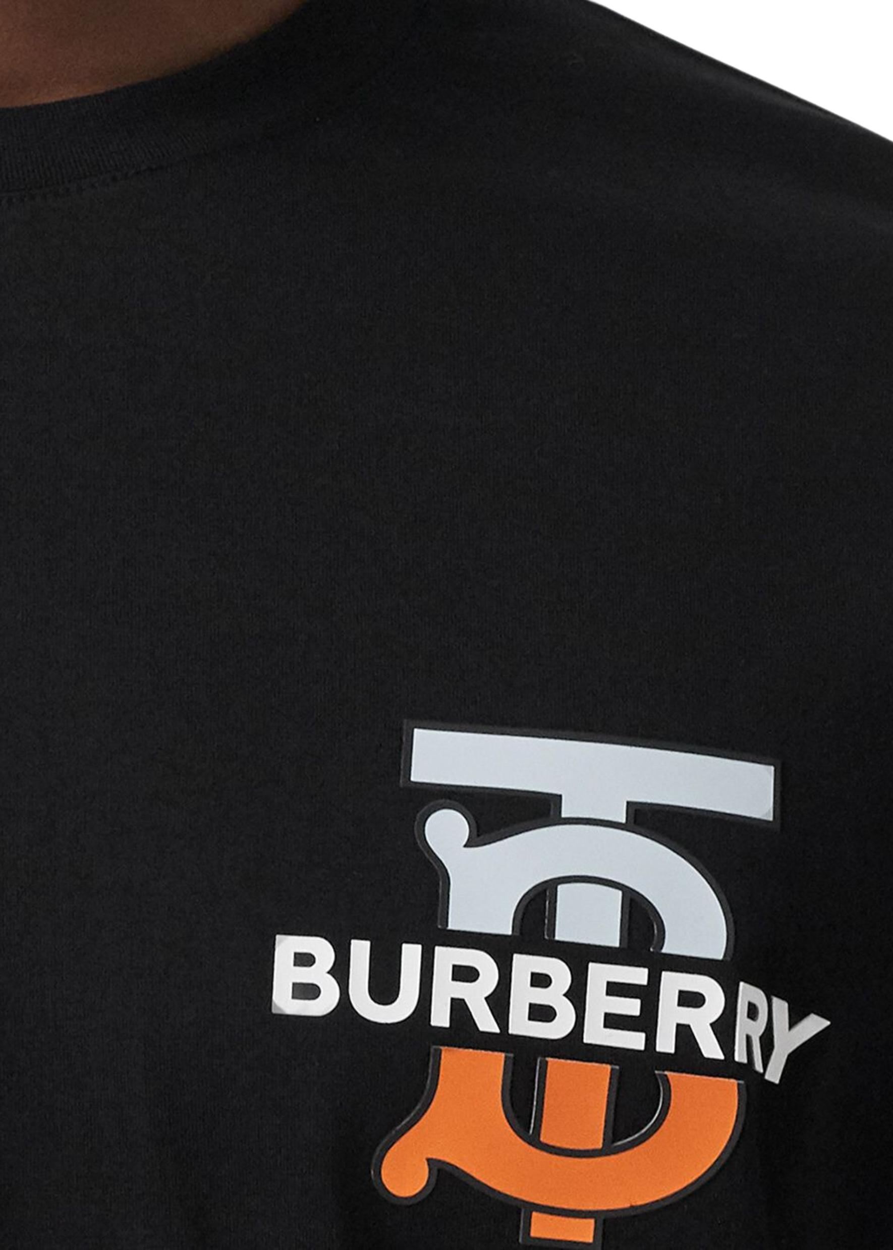 ברברי טי שירט צבע שחור Logo Printed Crewneck T-Shirt