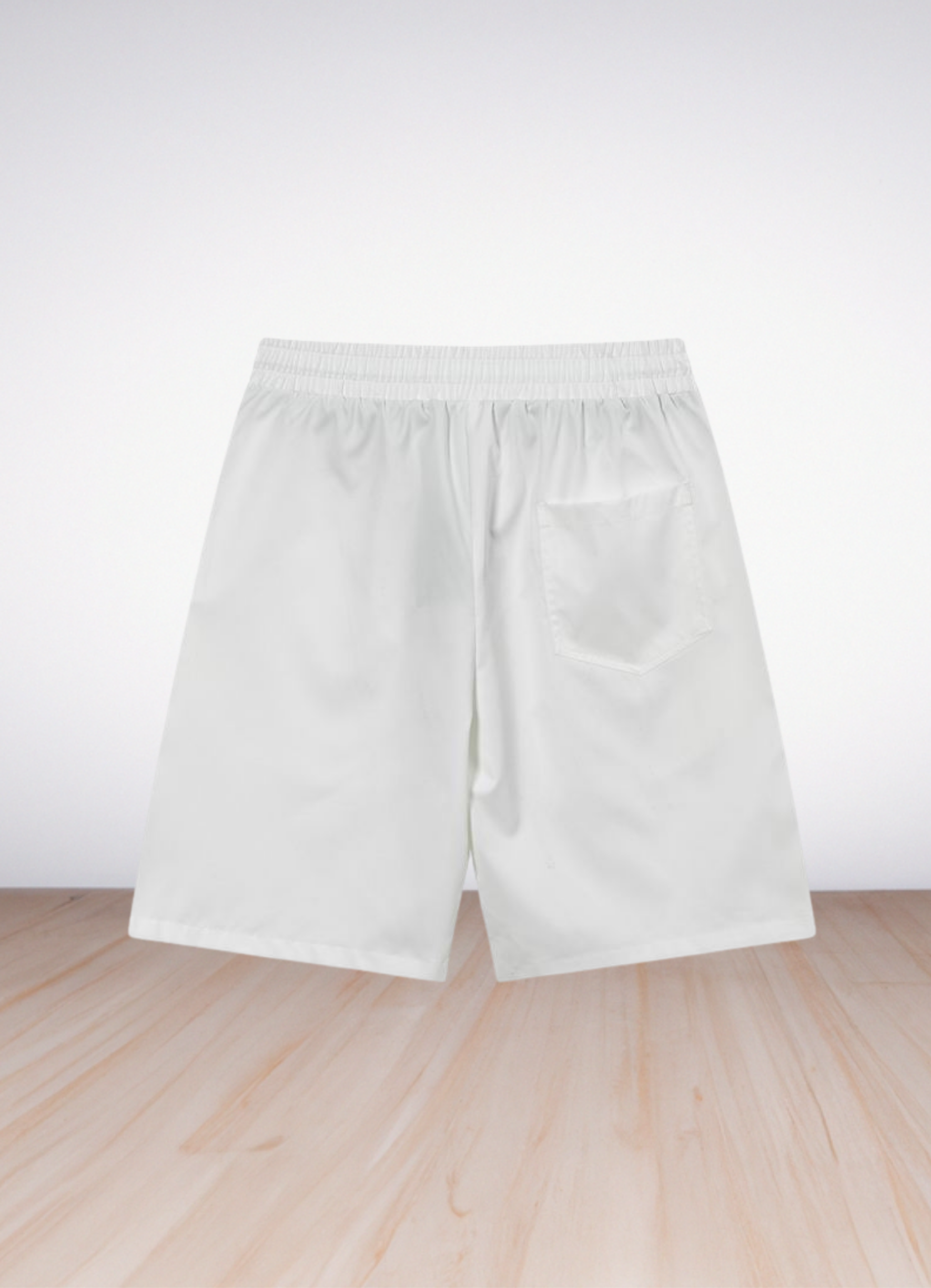 Logo Embroidered Swim Trunks White בגד ים