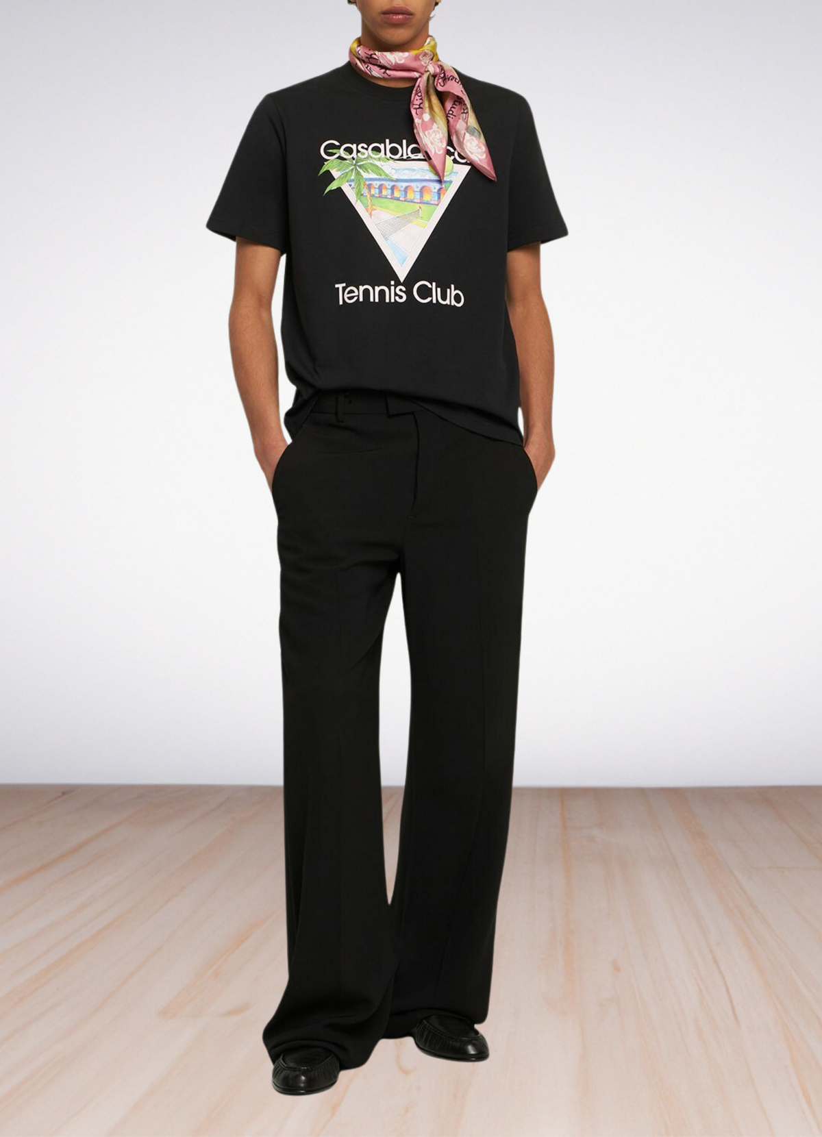 Logo Print tennis Club T shirt Black