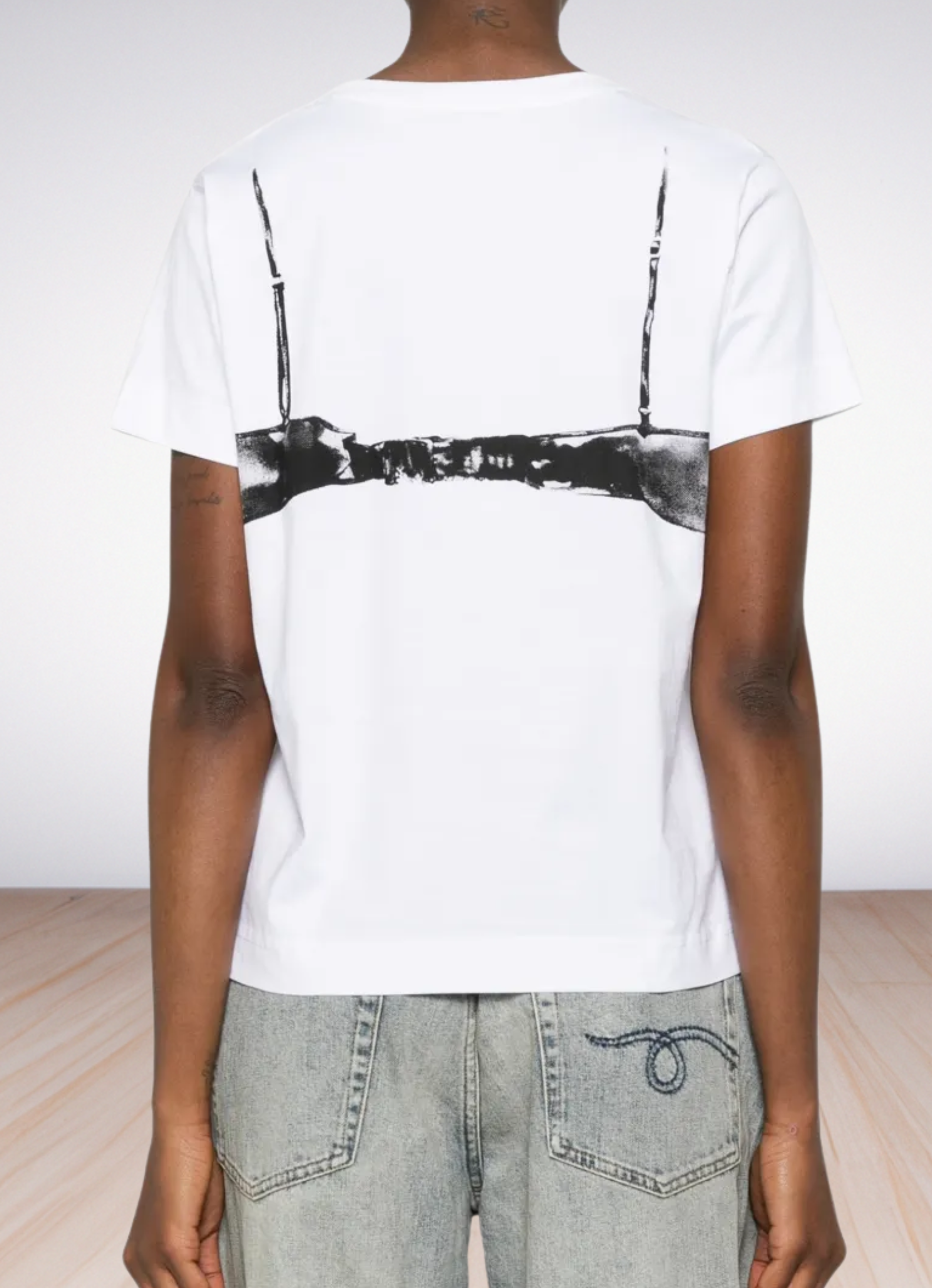 logo-print cotton T-shirt טי שירט צבע לבן