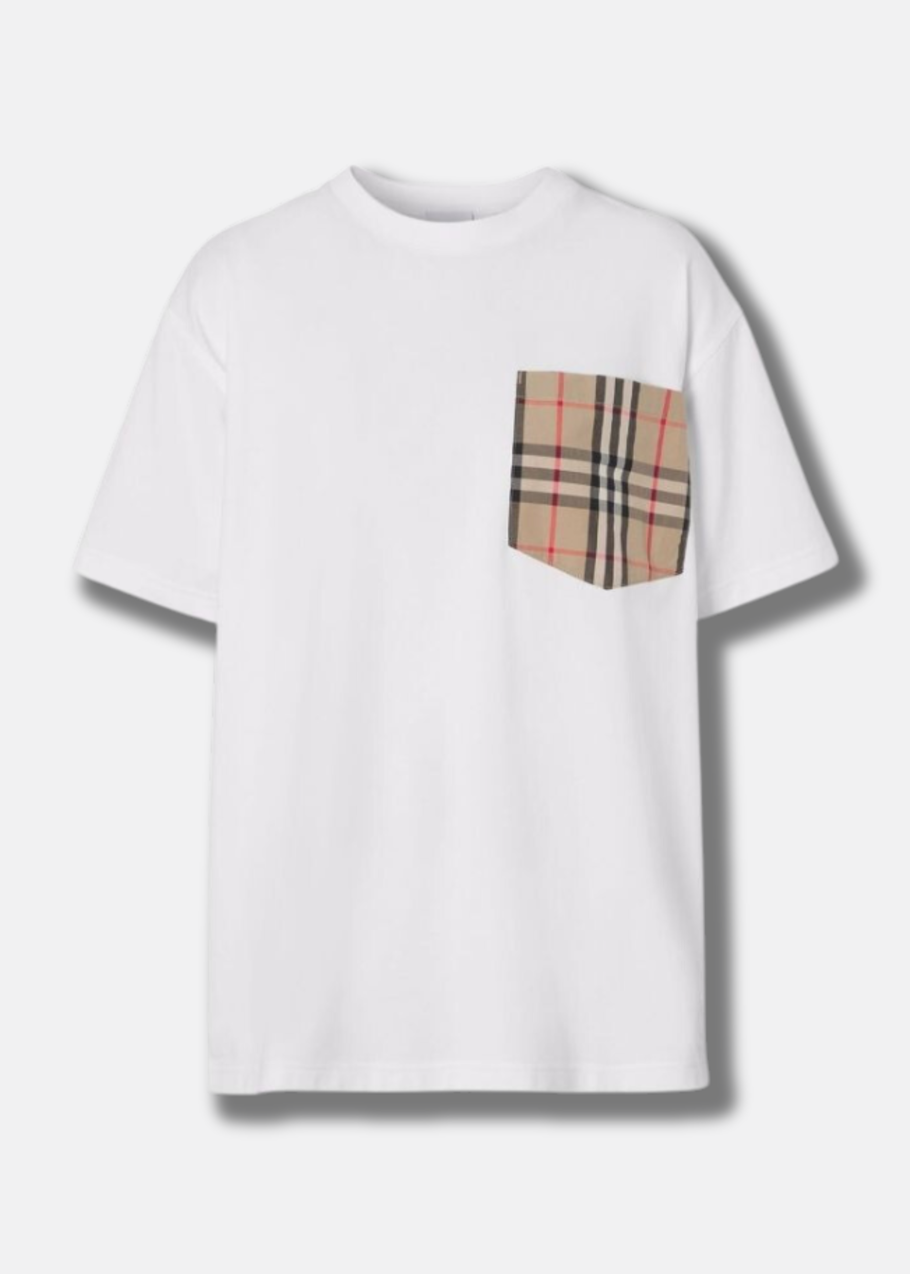 ברברי טי שירט צבע לבן Carrick Check Printed Crewneck T-Shirt