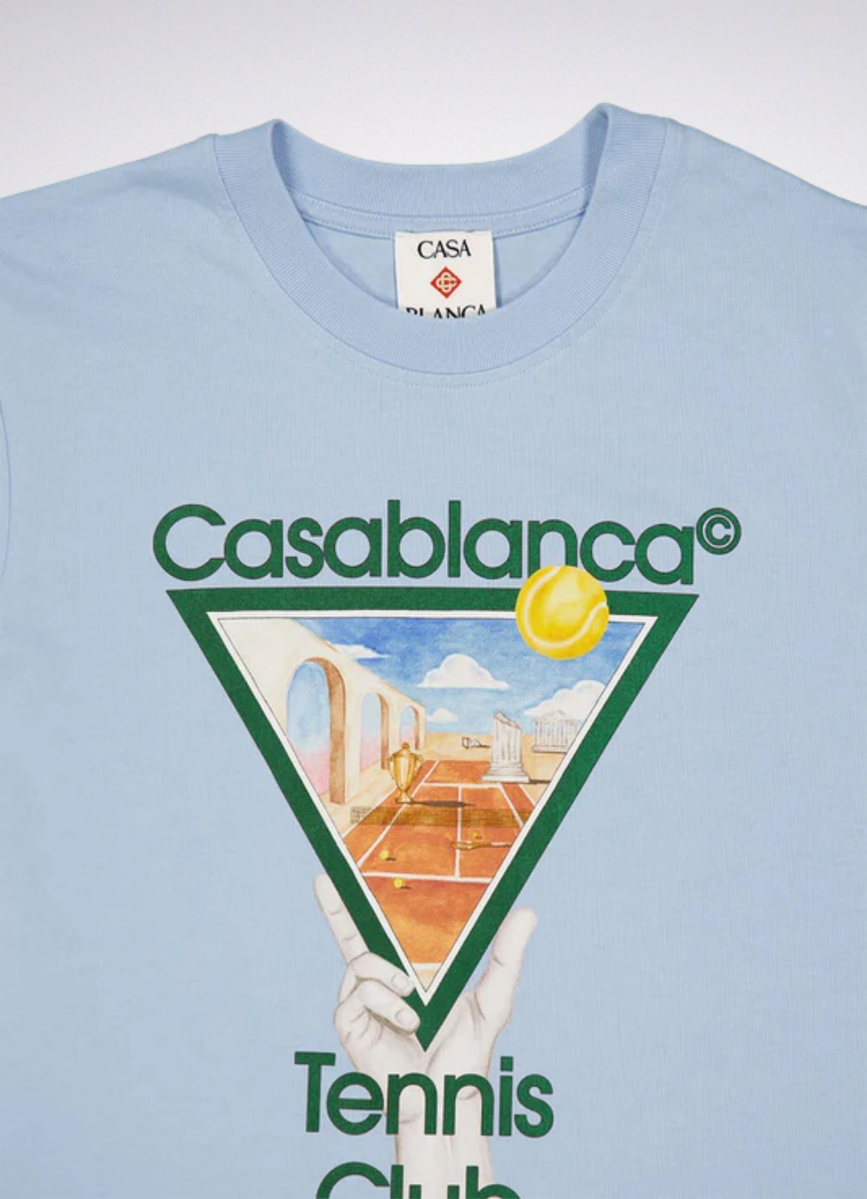 Logo Print tennis Club T shirt Light Blue