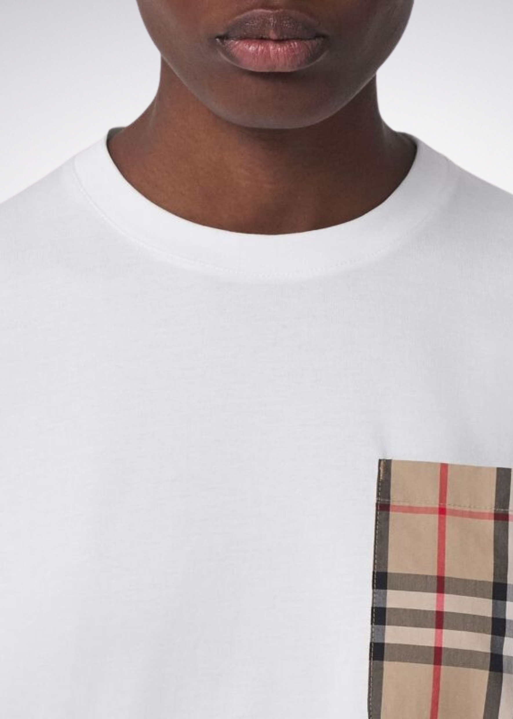 ברברי טי שירט צבע לבן Carrick Check Printed Crewneck T-Shirt