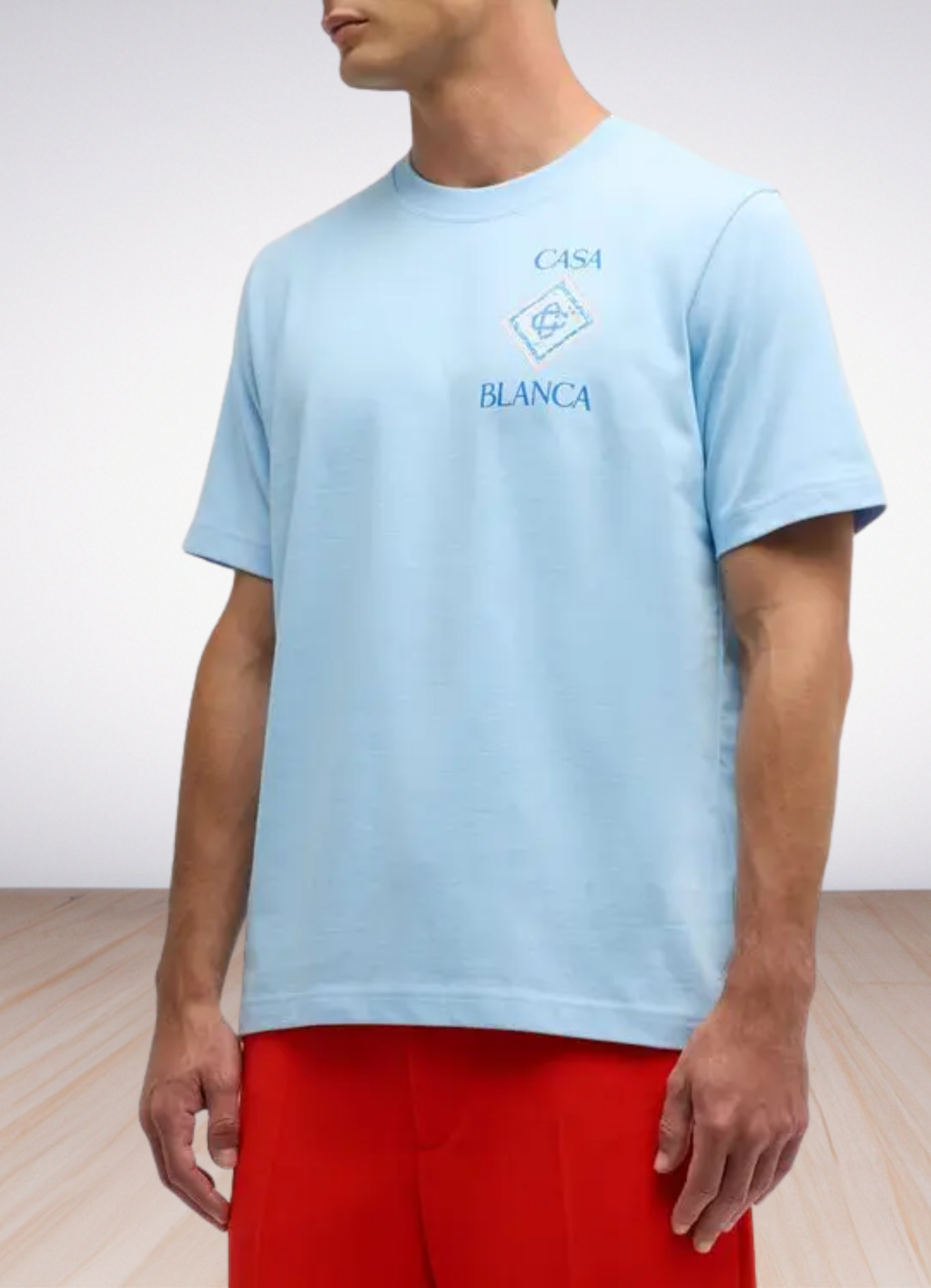 Logo Print T shirt Light Blue