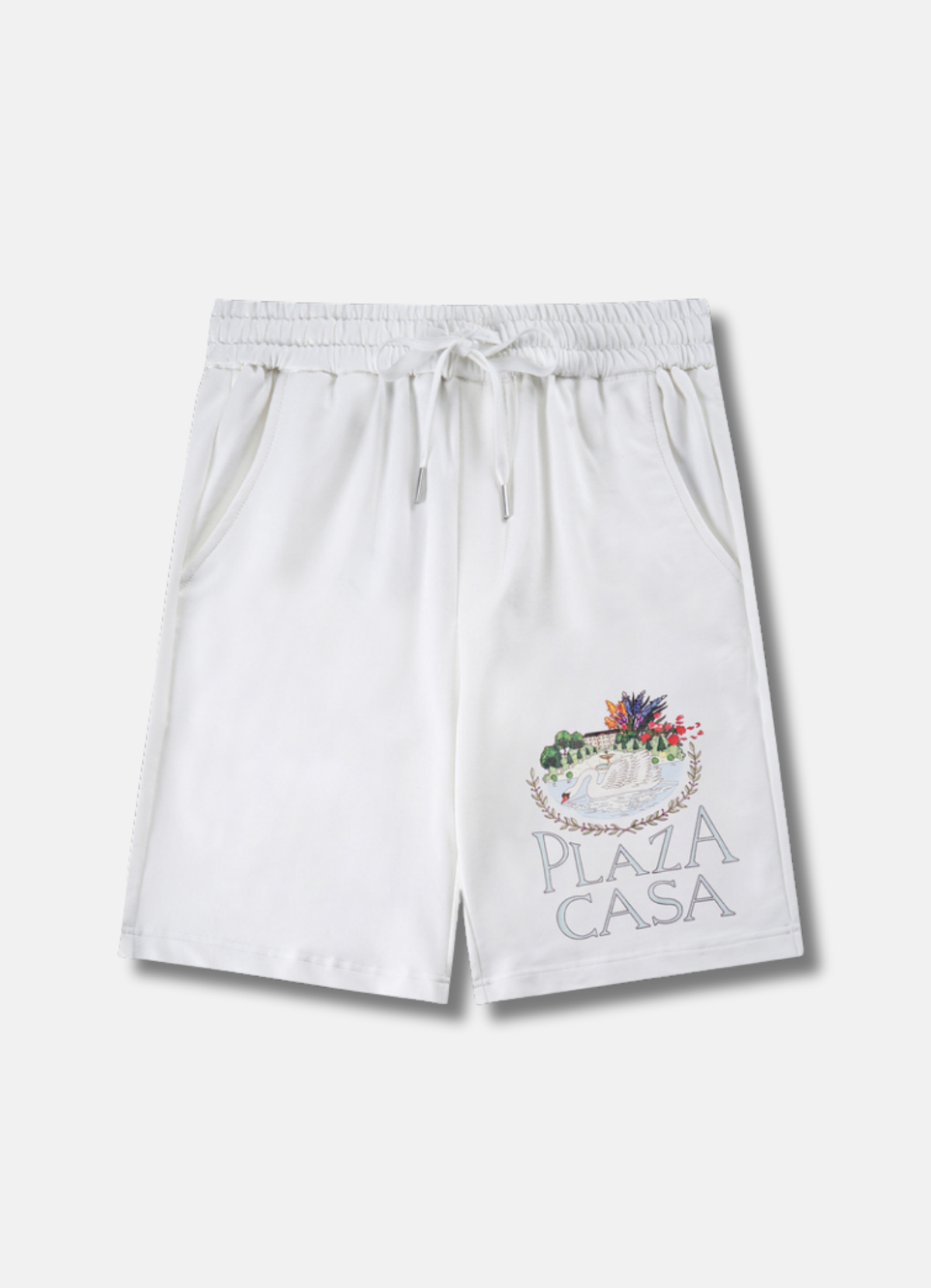 מכנסי שורטס Casablanca בצבע לבן עם רקמת ורד