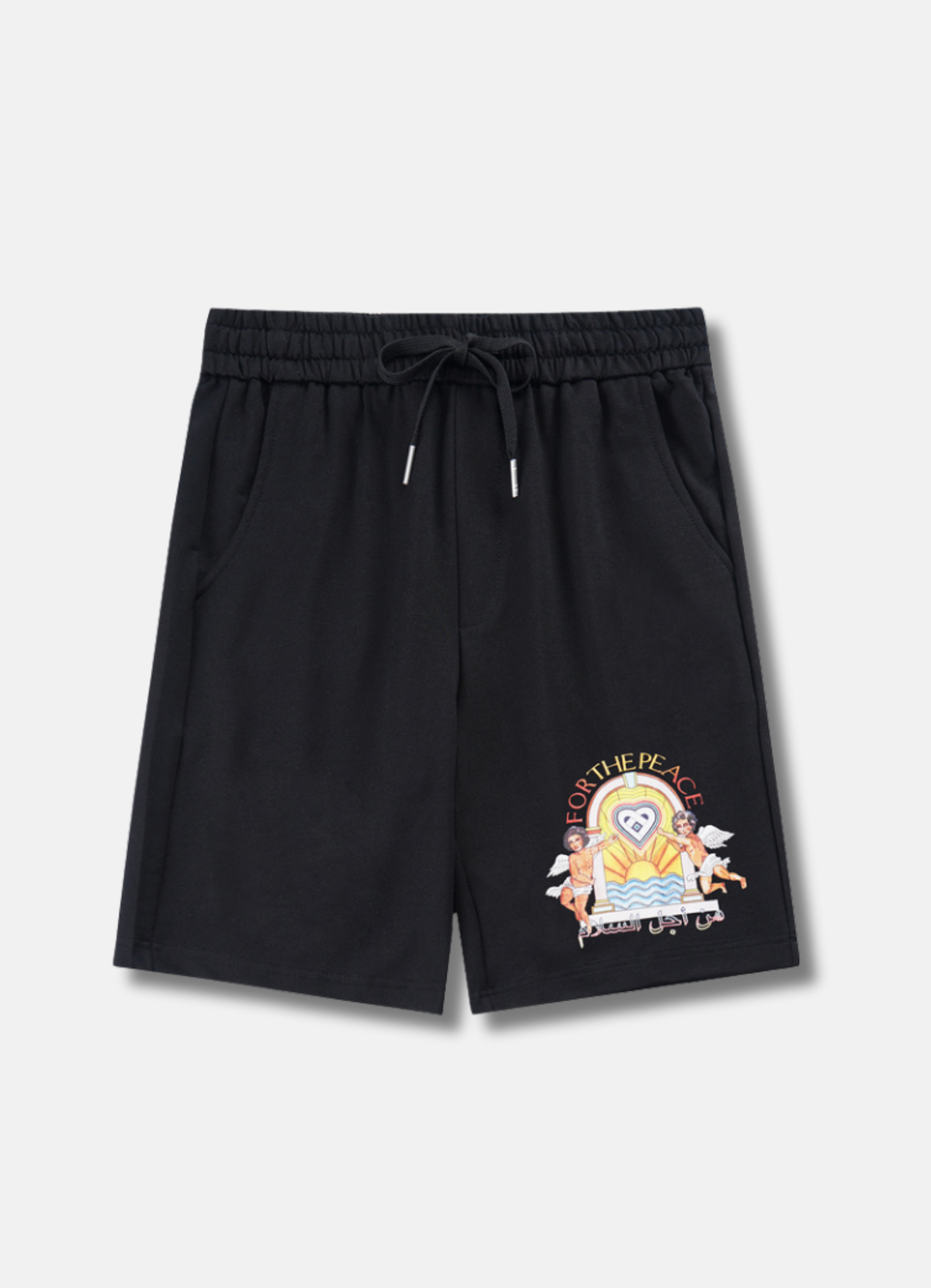 מכנסי שורטס Casablanca בצבע שחור עם הדפס לוגו צבעוני