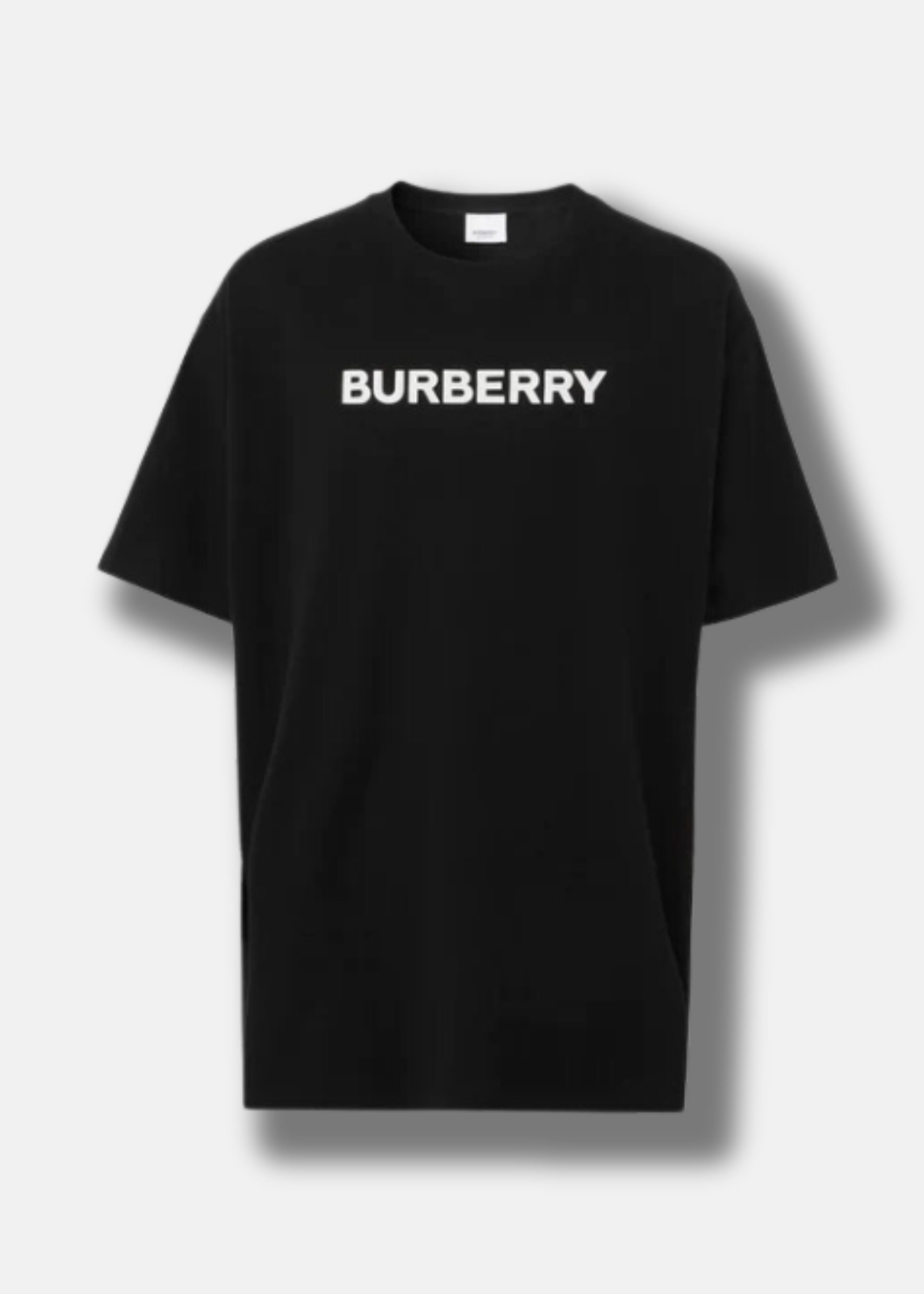 ברברי טי שירט צבע שחור Logo Print Cotton Oversized T-shirt