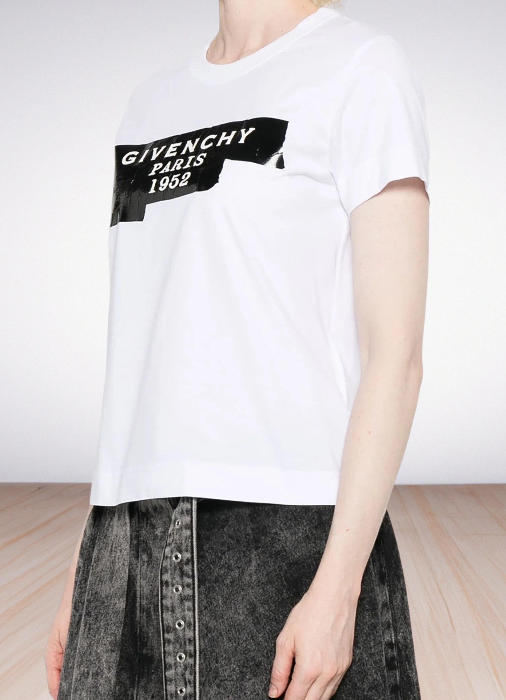 logo-print cotton T-shirt טי שירט צבע לבן