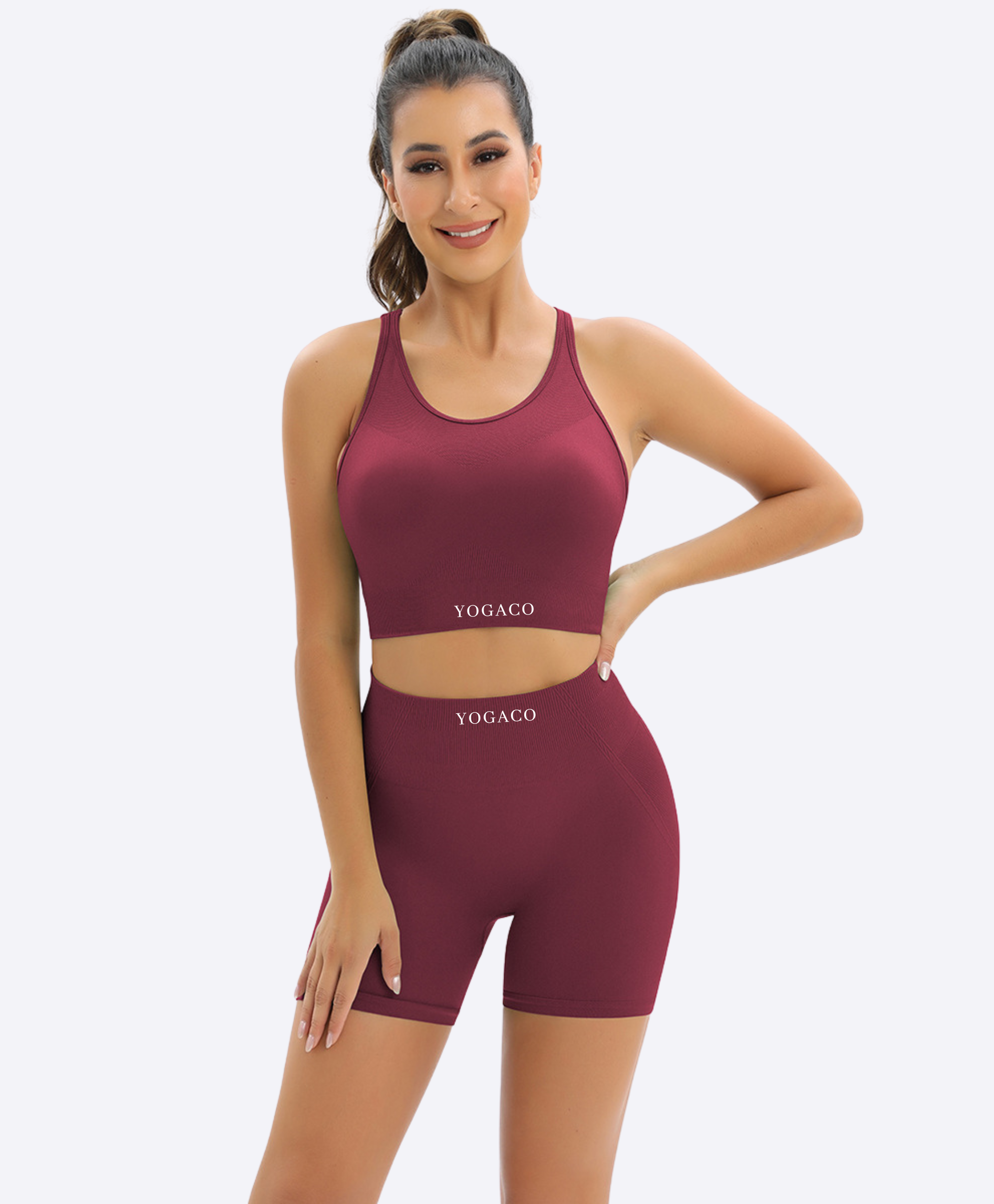 Brio סט יוגה צבע בורדו