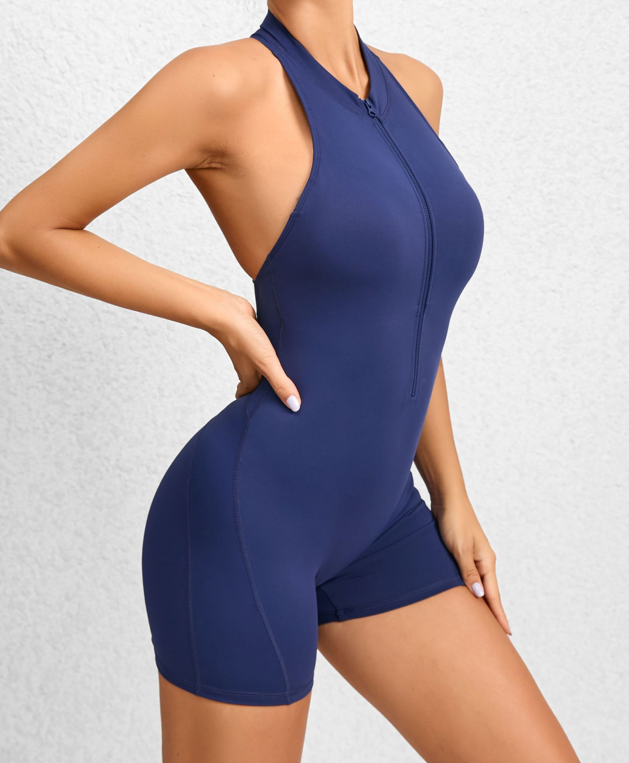 ZenFlow אוברול קצר עם ריץ רץ צבע כחול