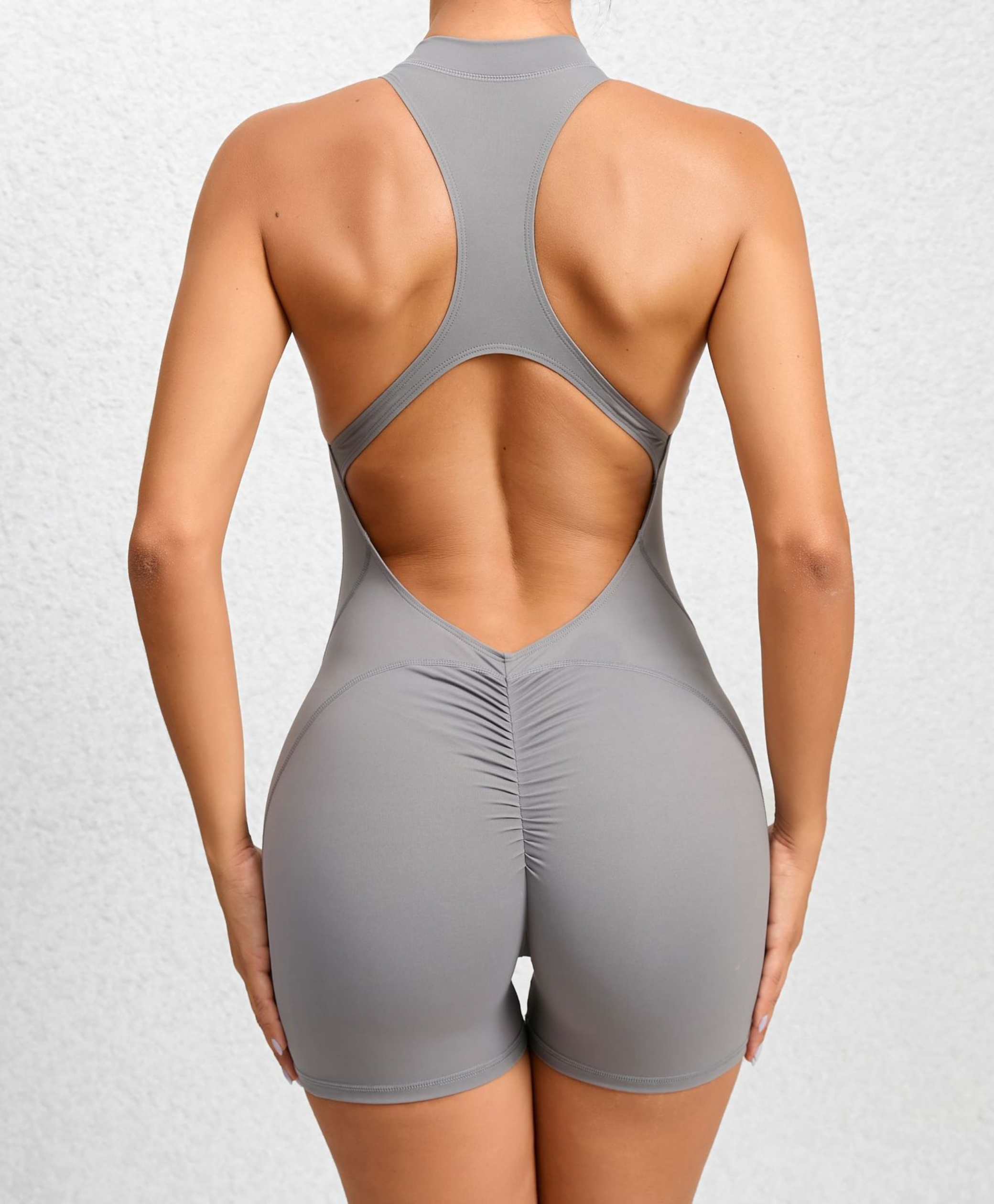 ZenFlow אוברול קצר עם ריץ רץ צבע אפור