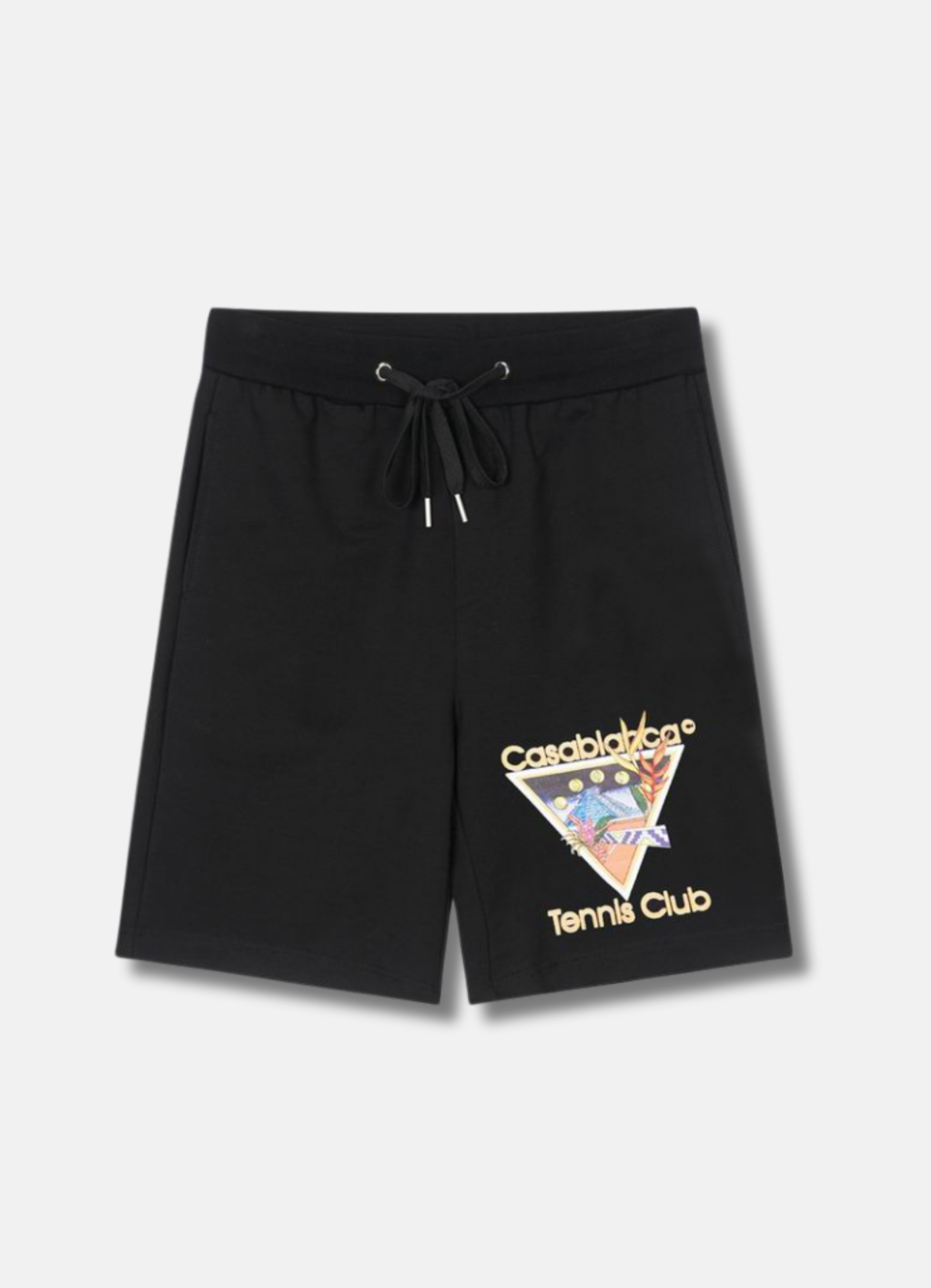 מכנסי שורטס Casablanca בצבע שחור עם הדפס לוגו צבעוני
