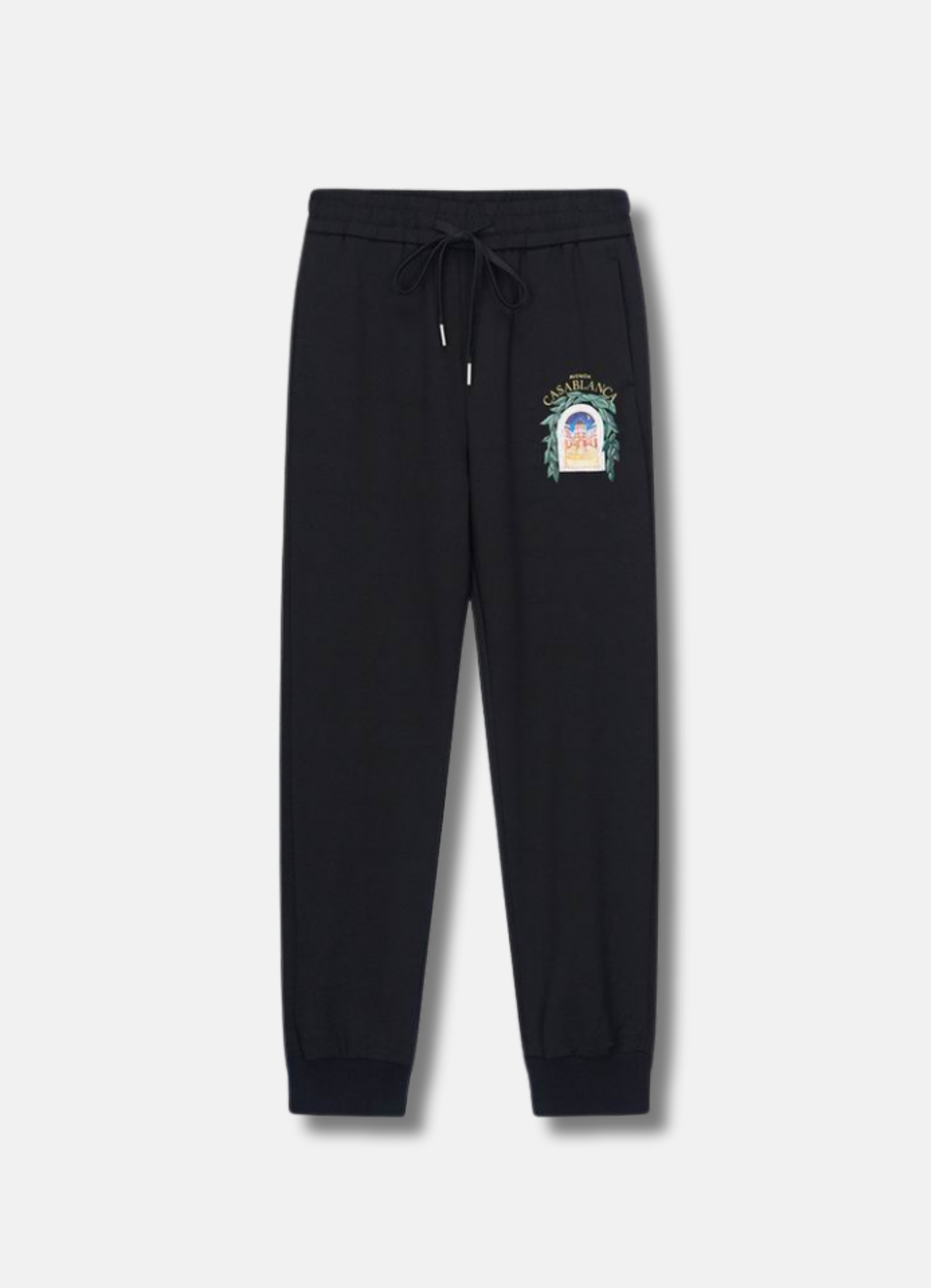 מכנסי טרנינג Casablanca בצבע שחור עם הדפס לוגו צבעוני – מכנסיים ארוכים