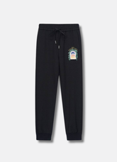 מכנסי טרנינג Casablanca בצבע שחור עם הדפס לוגו צבעוני – מכנסיים ארוכים