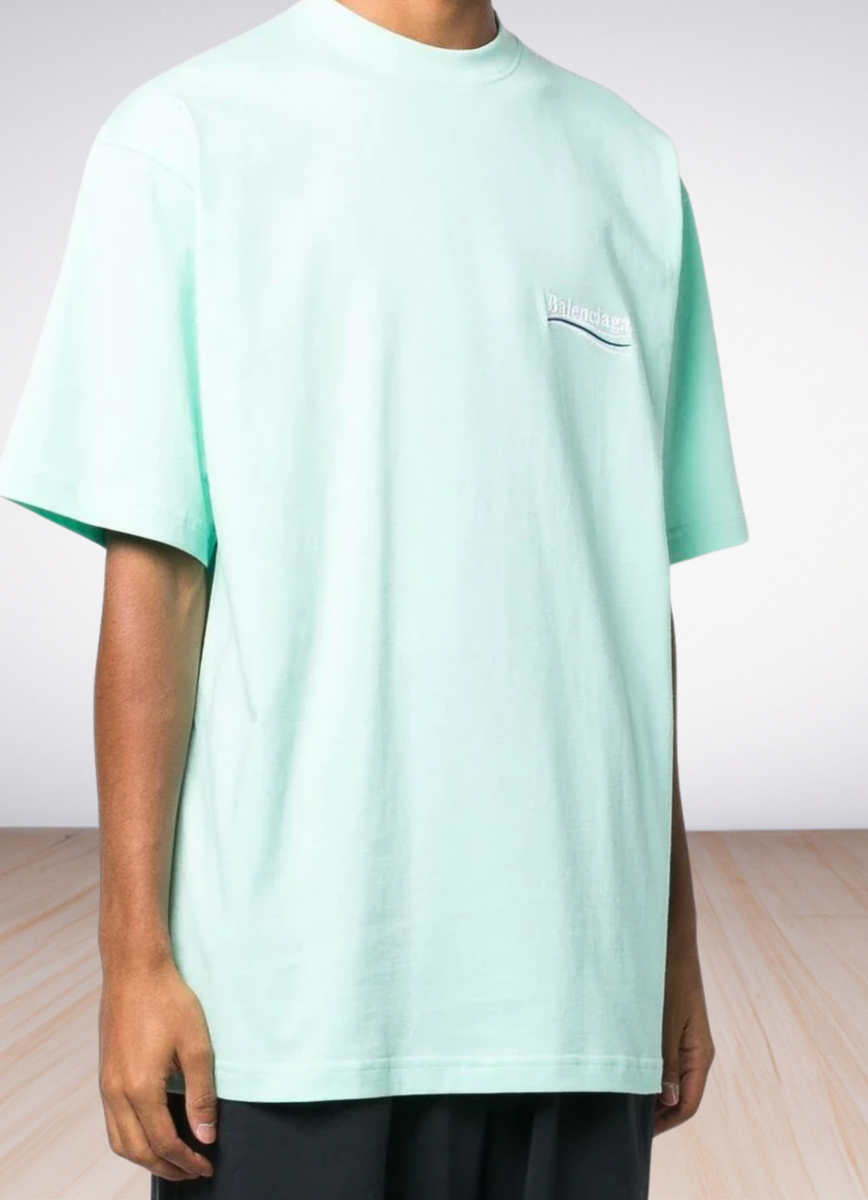 Political Logo Oversized T-Shirt Mint Blue