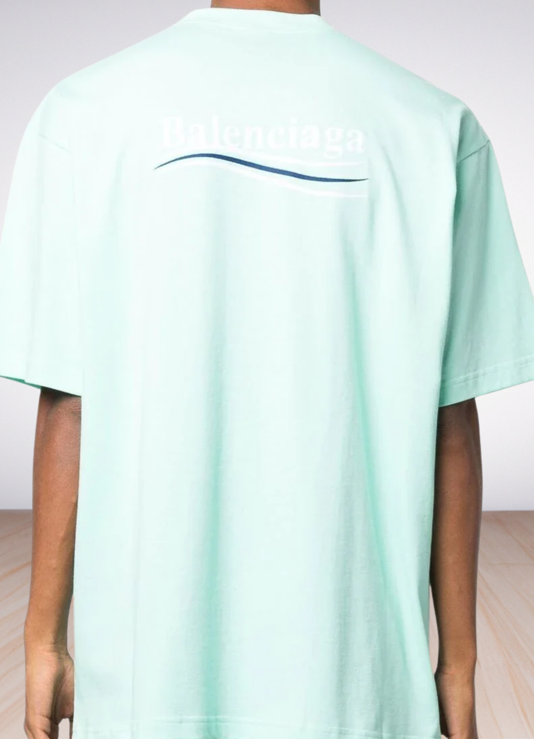 Political Logo Oversized T-Shirt Mint Blue