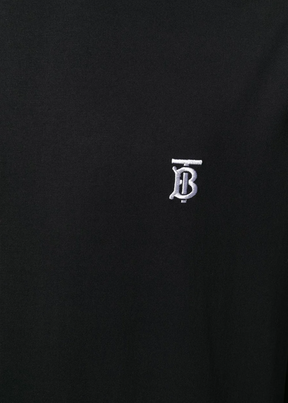 ברברי טי שירט צבע שחור Logo embroidered  Cotton T-shirt