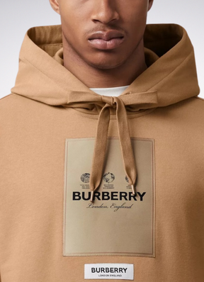 Checked Cotton Hoodie Brown