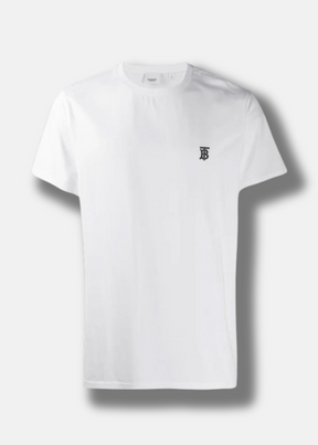 ברברי טי שירט צבע לבן Logo embroidered  Cotton T-shirt
