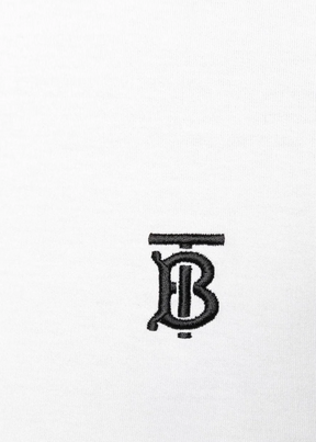 ברברי טי שירט צבע לבן Logo embroidered  Cotton T-shirt