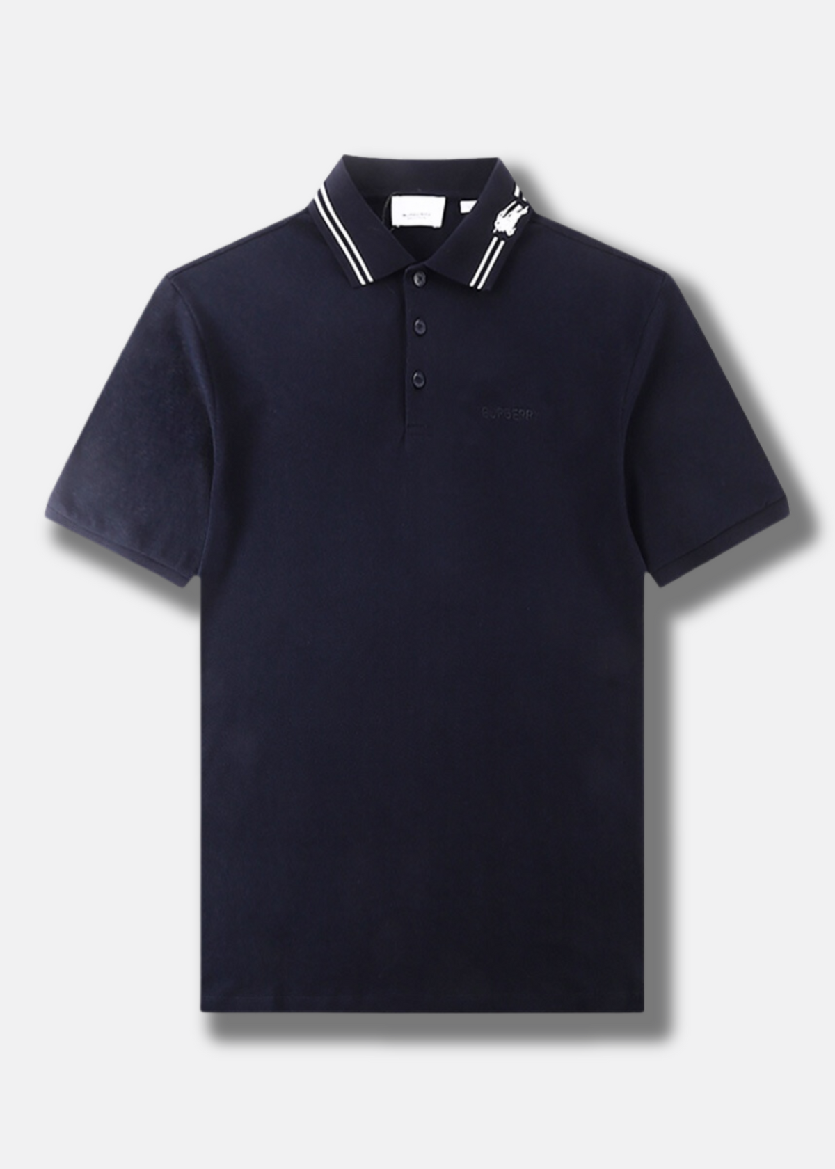 ברברי פולו צבע כחול Logo Print Cotton Polo