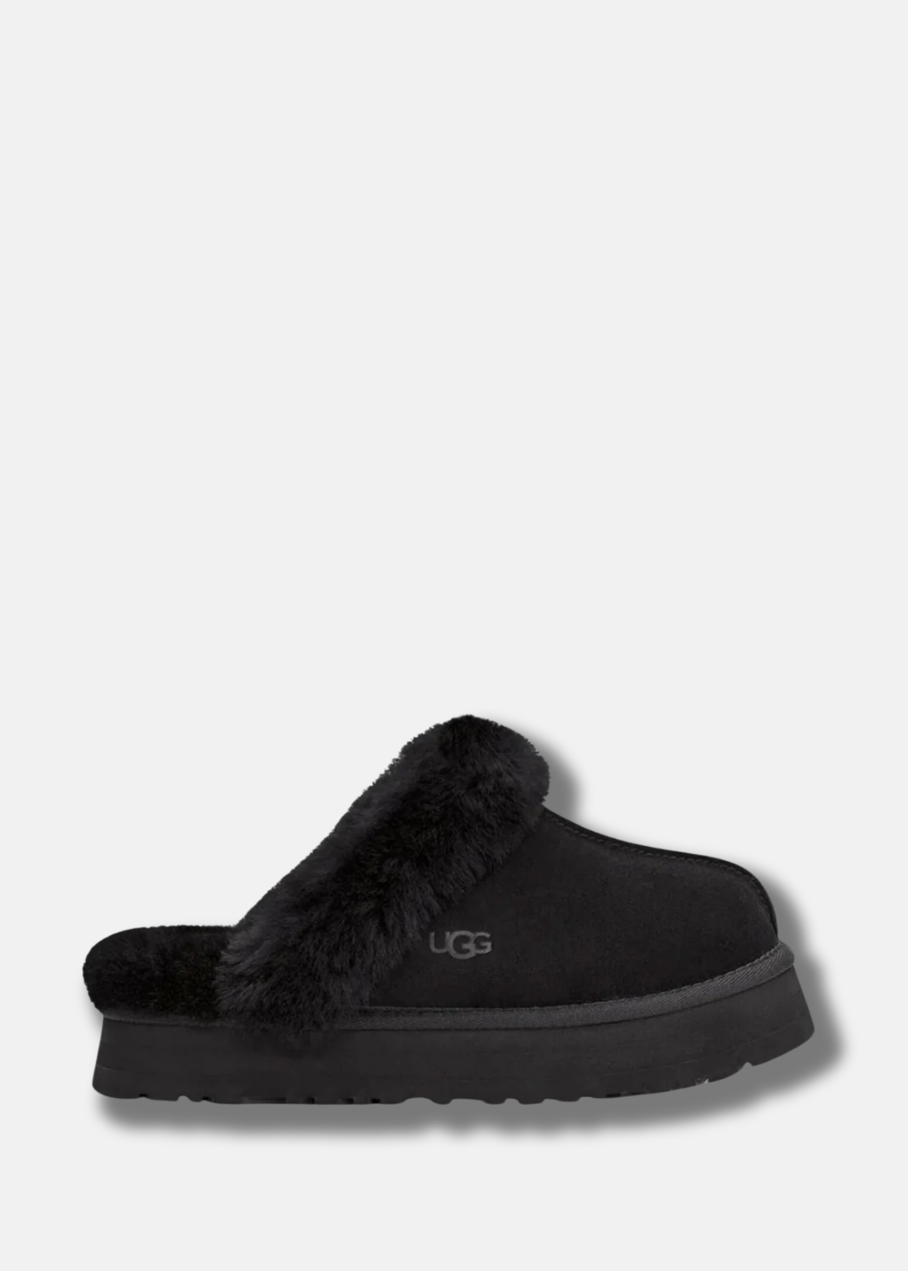 Disquette shearling platform slippers-  black