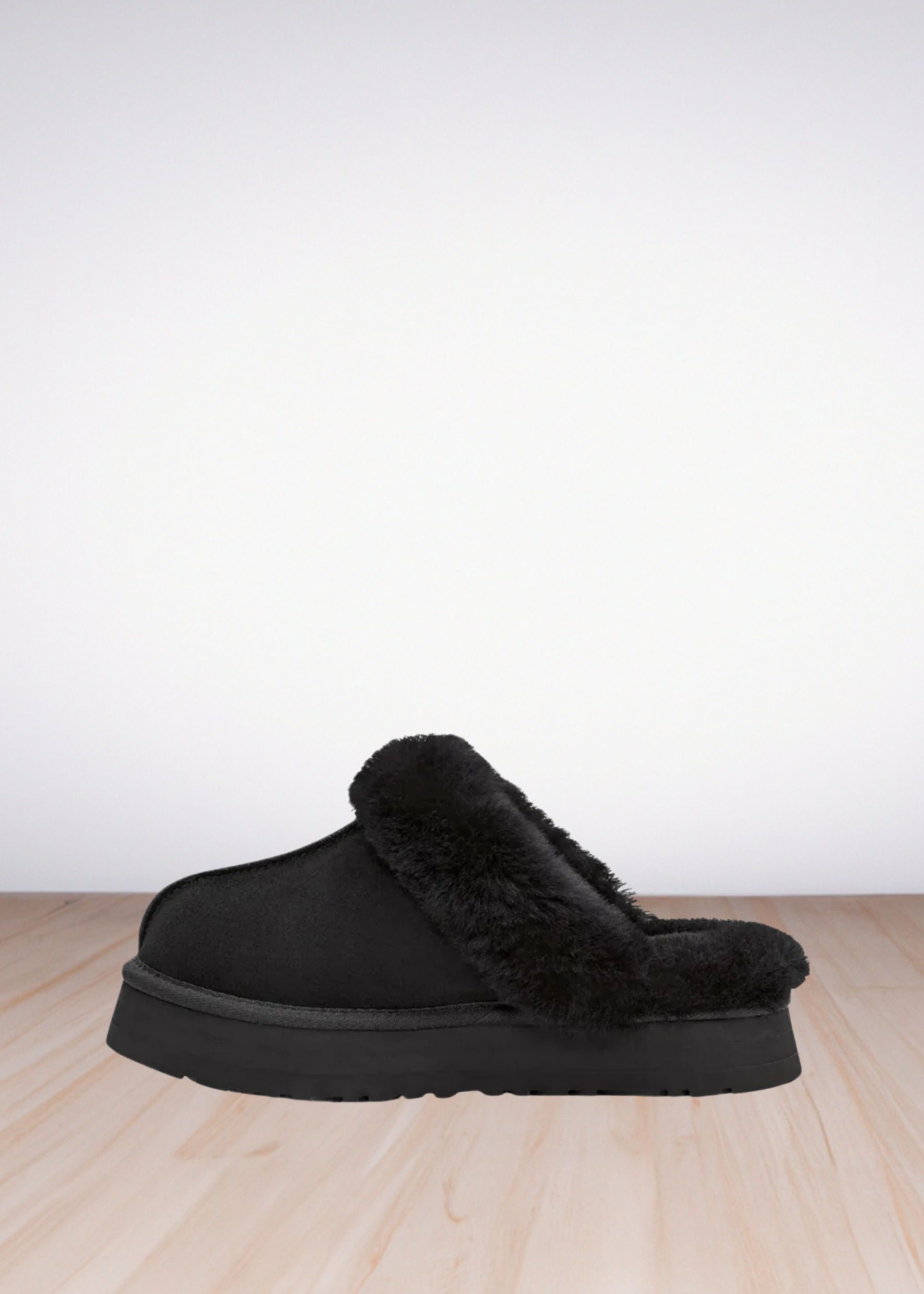 Disquette shearling platform slippers-  black