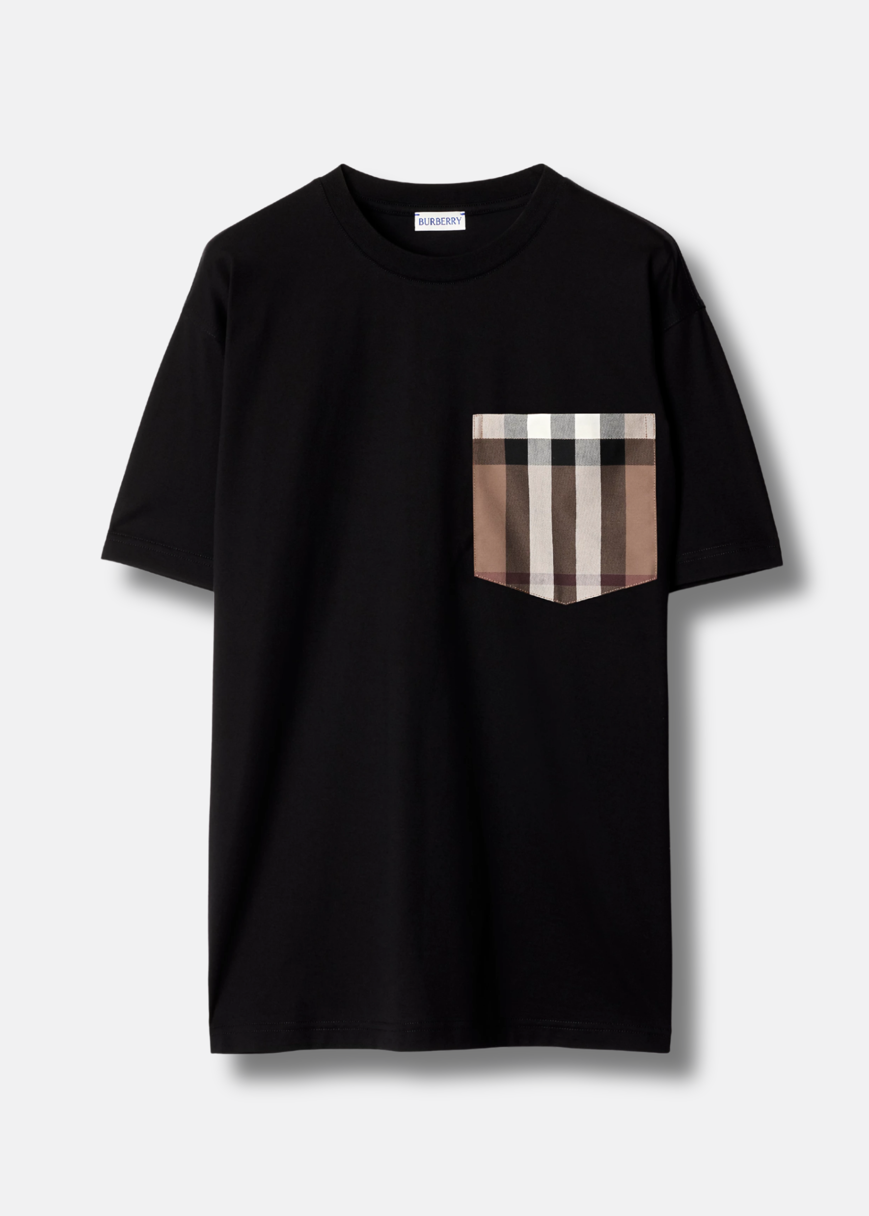 ברברי טי שירט צבע שחור Carrick Check Printed Crewneck T-Shirt