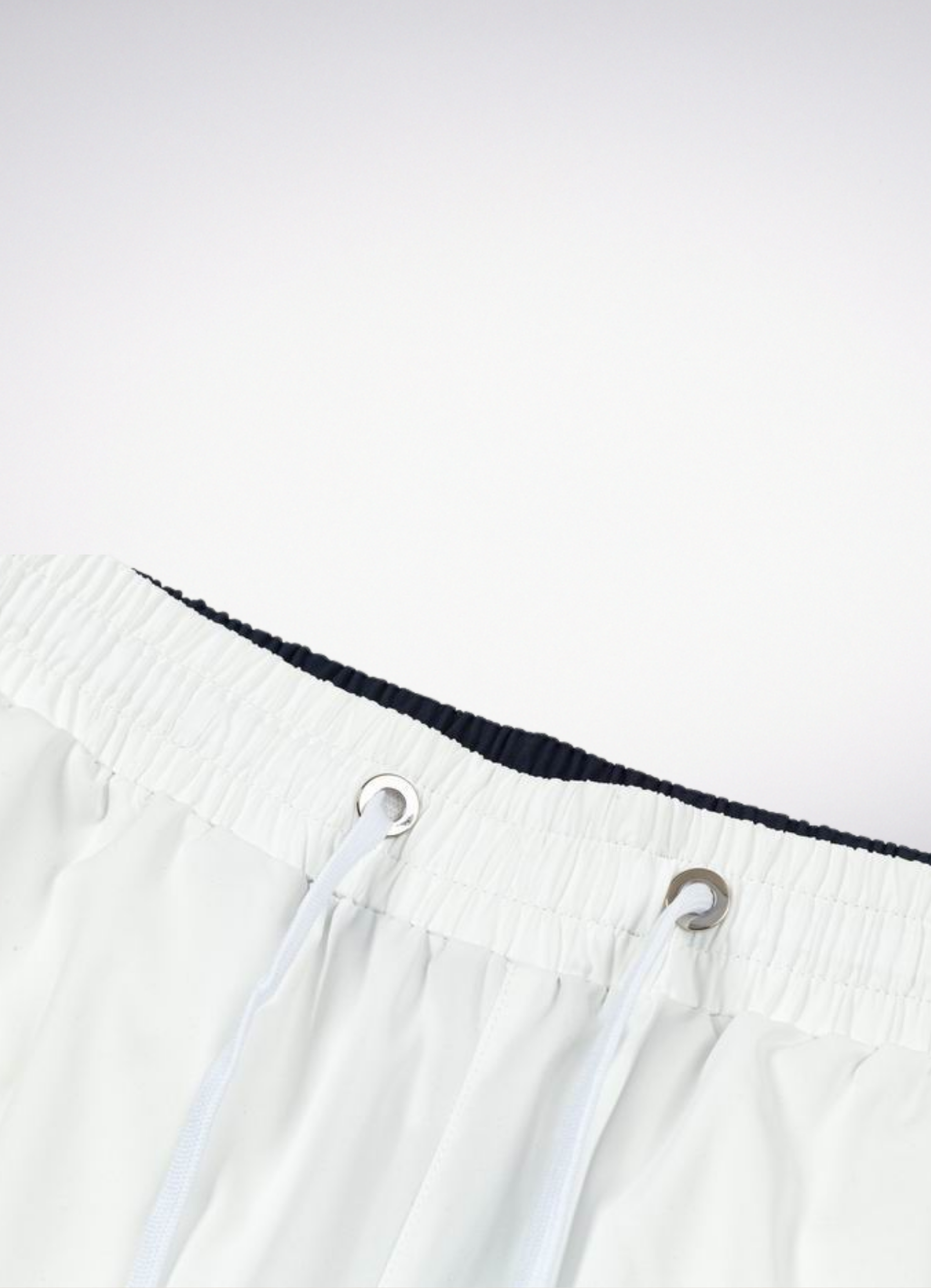 Logo Embroidered Swim Trunks White בגד ים