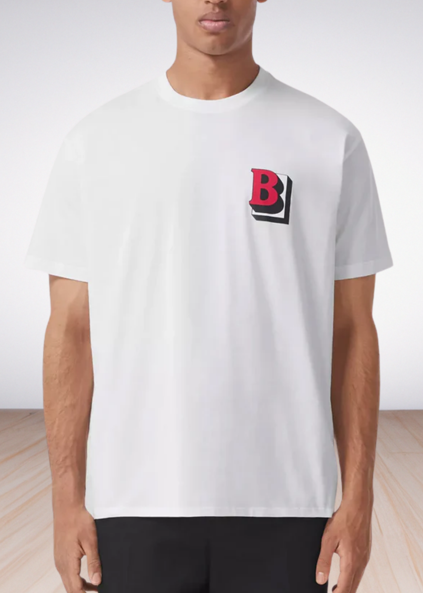 טי שירט צבע לבן Check Tape T-Shirt