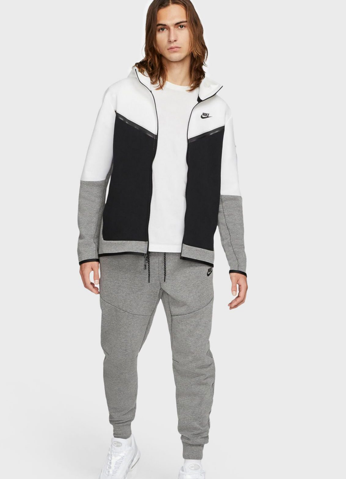 חליפת נייק טק – Nike Tech Tracksuit White Black Gray