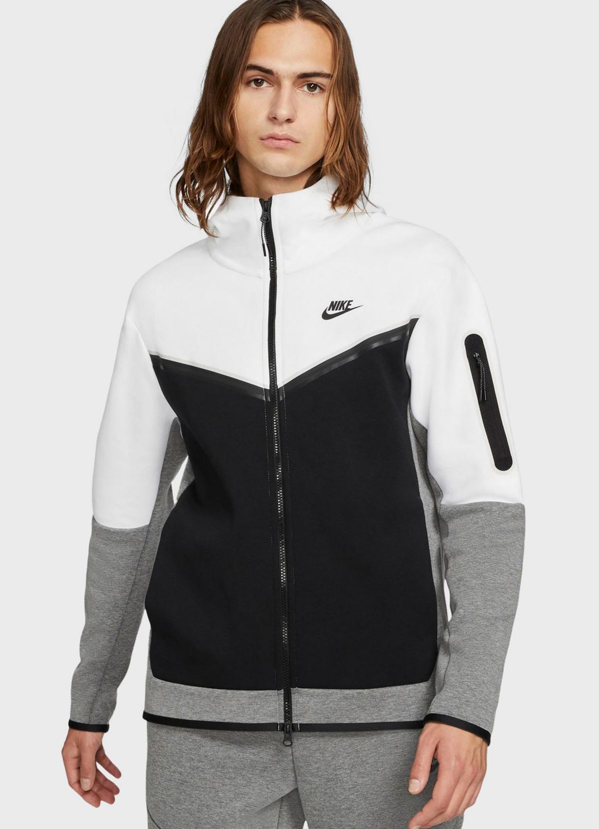 חליפת נייק טק – Nike Tech Tracksuit White Black Gray