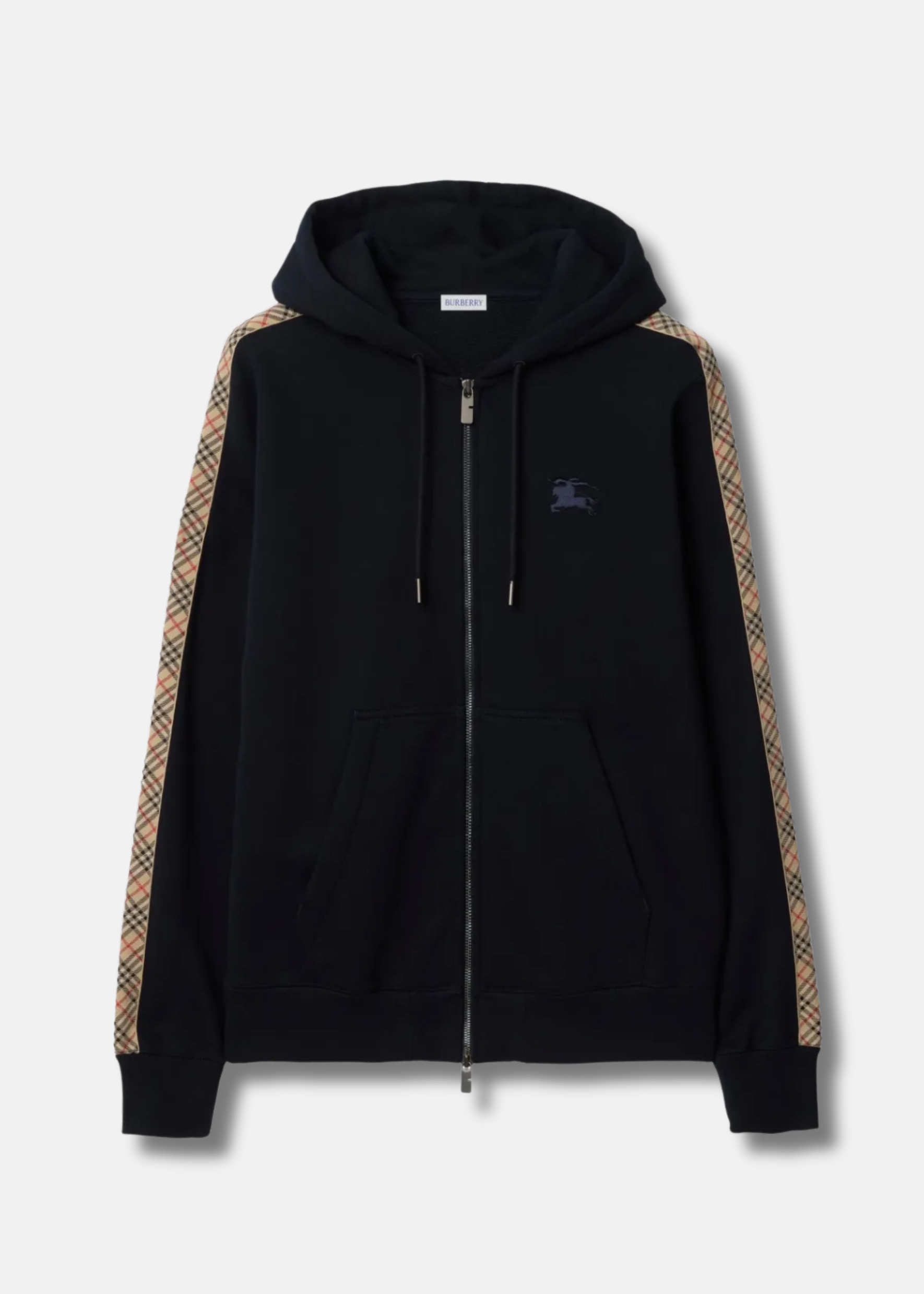 סווטשירט ריץ רץ בצבע שחור check-trim zipped hoodie