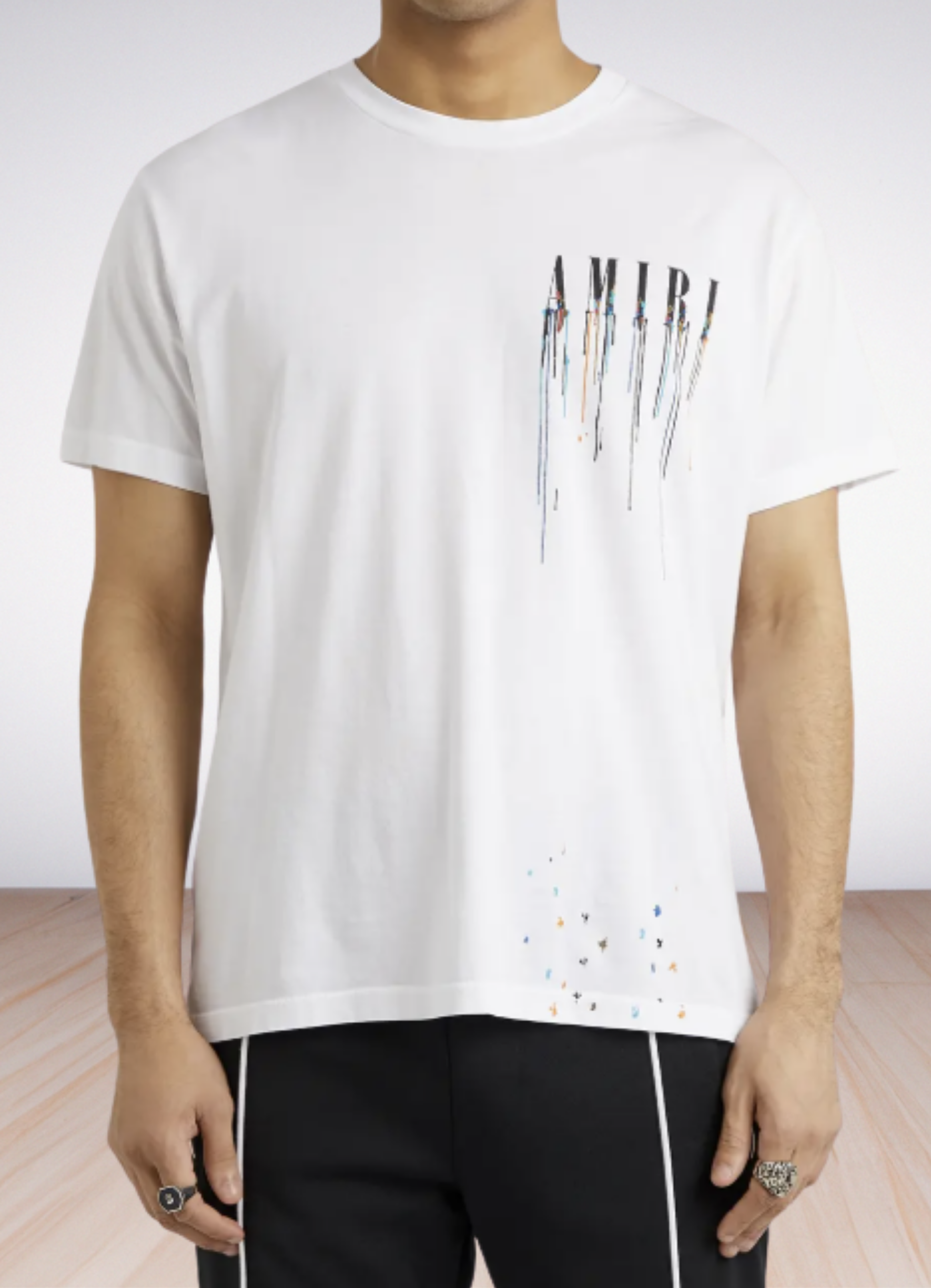 paint drip logo-print cotton t-shirt