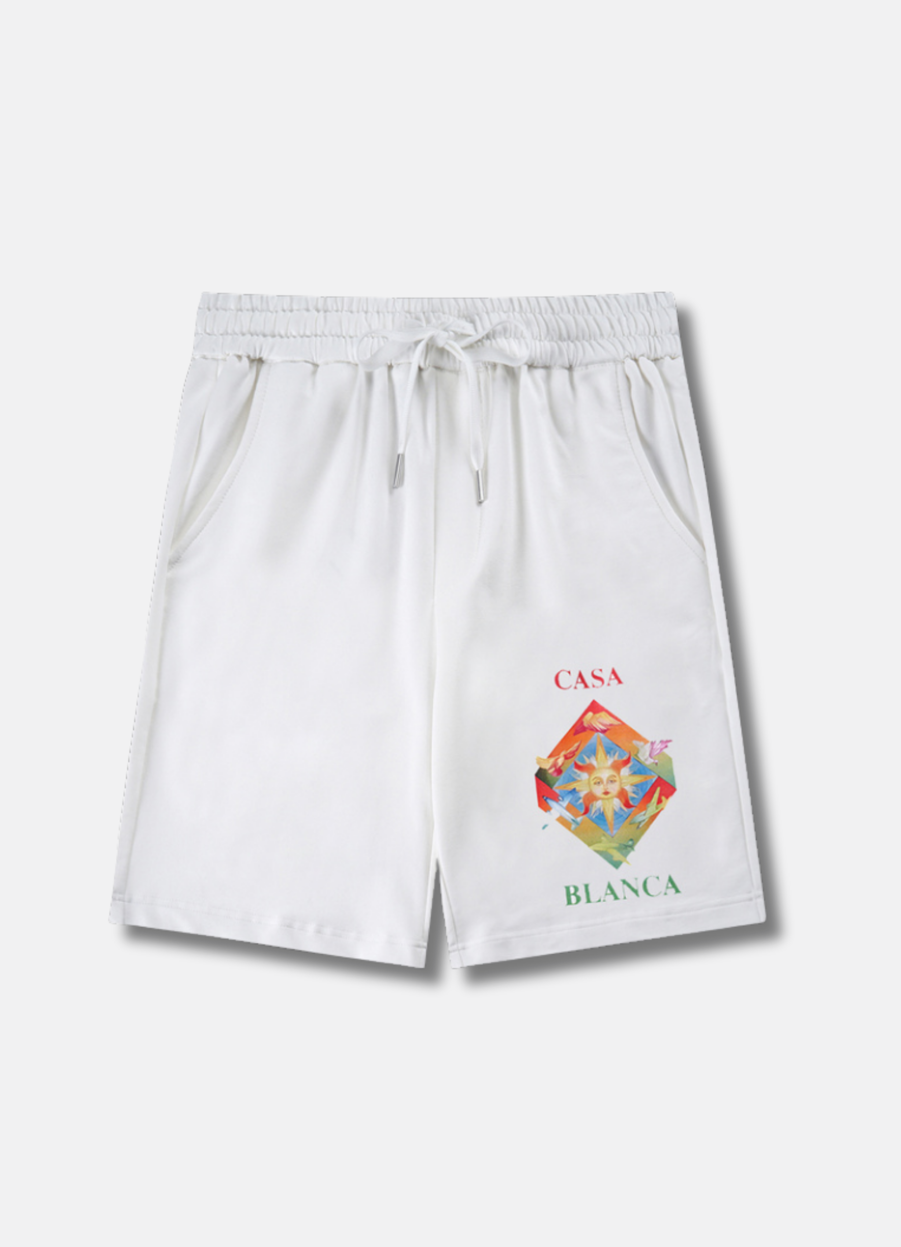 מכנסי שורטס Casablanca בצבע אפור בהיר עם הדפס גרפי צבעוני