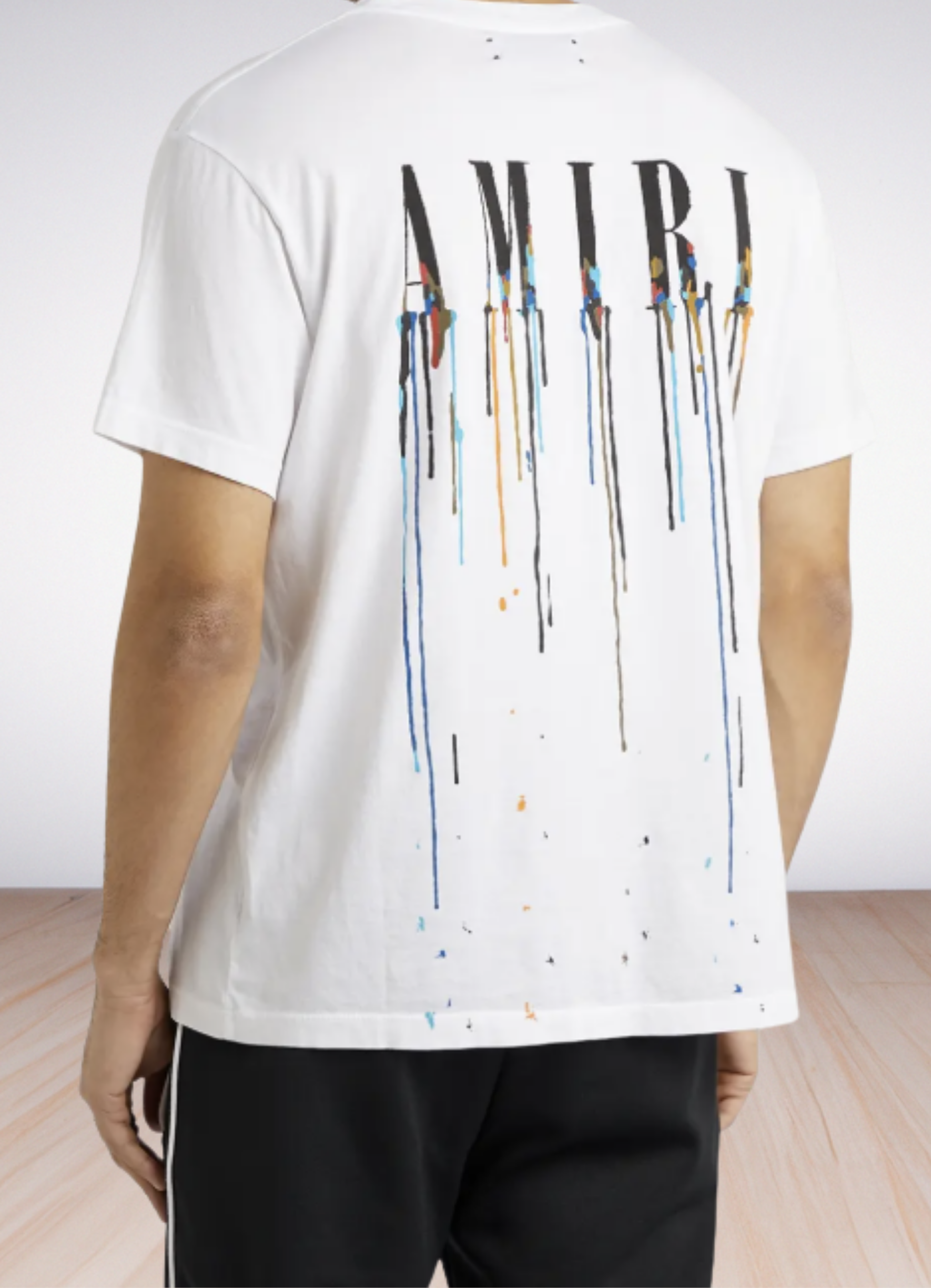 paint drip logo-print cotton t-shirt