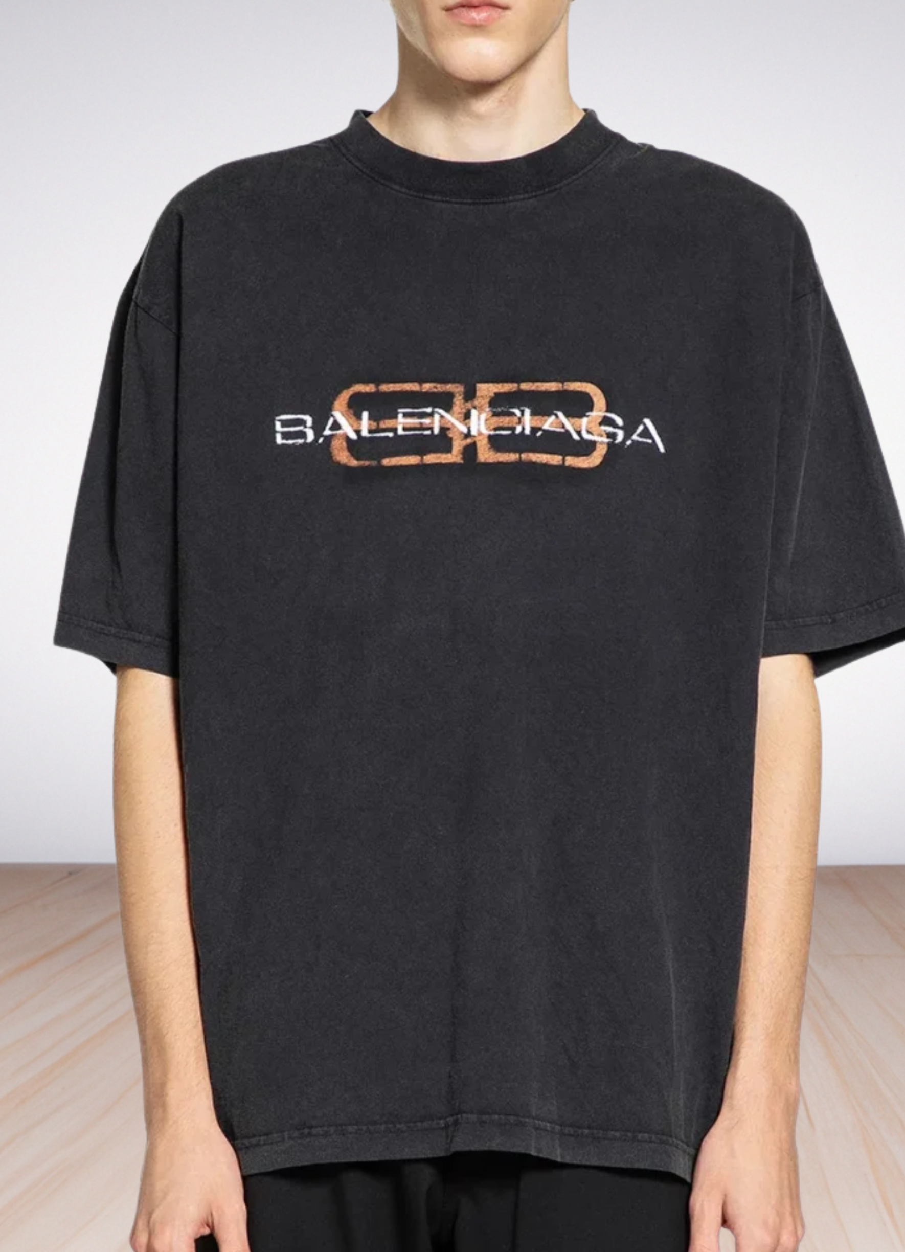 logo-print short-sleeve black טי שירט אובר סייז בצבע שחור