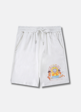 מכנסי שורטס Casablanca בצבע אפור בהיר עם הדפס לוגו צבעוני