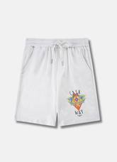 מכנסי שורטס Casablanca בצבע לבן עם הדפס לוגו צבעוני