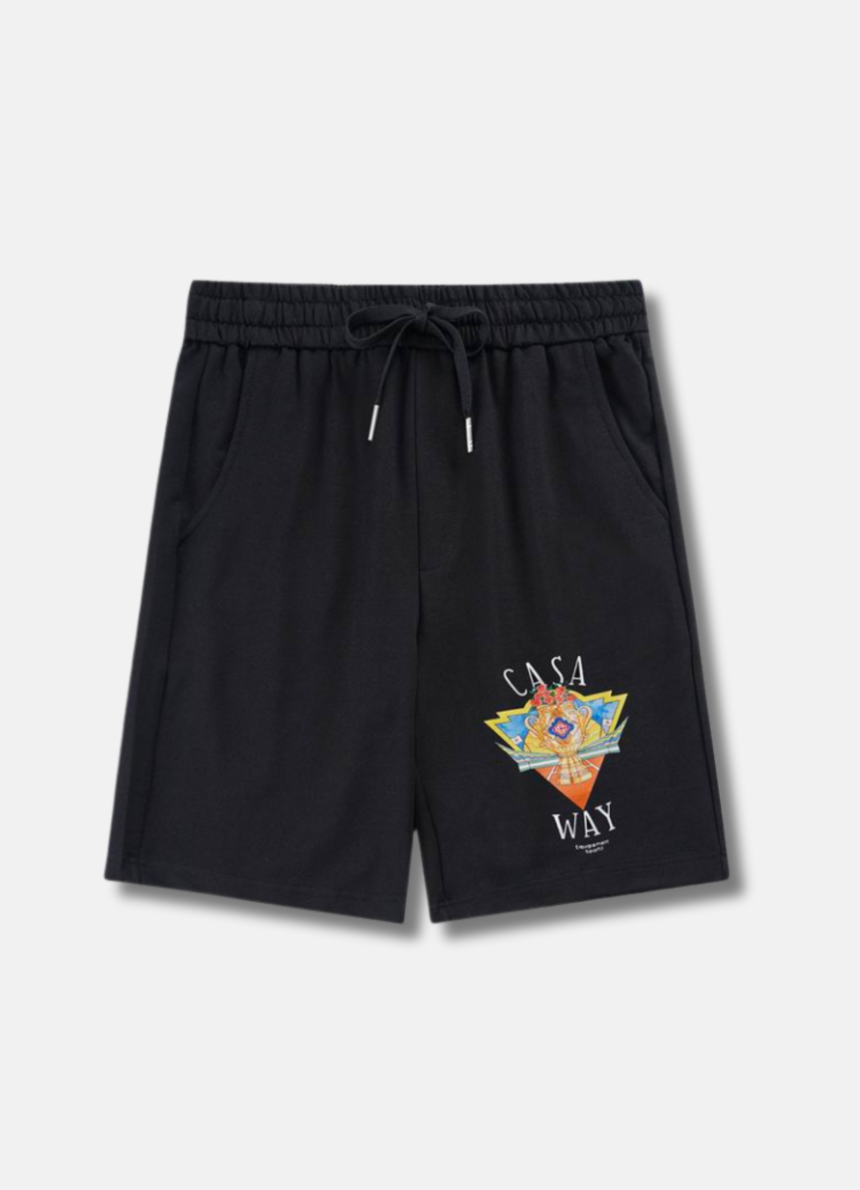 מכנסי שורטס Casablanca בצבע שחור עם הדפס לוגו צבעוני