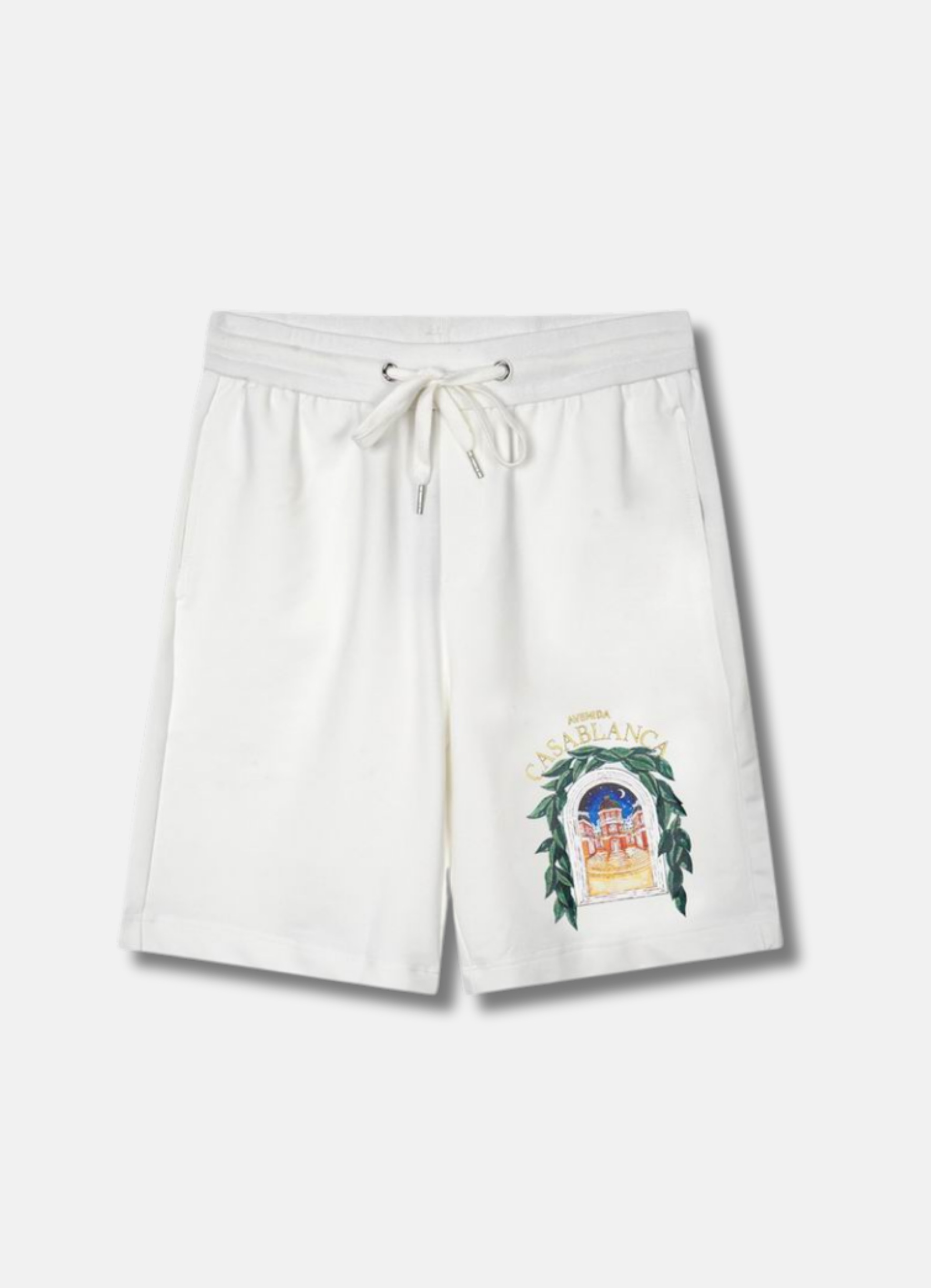מכנסי שורטס Casablanca בצבע לבן עם הדפס לוגו צבעוני