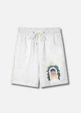 מכנסי שורטס Casablanca בצבע לבן עם הדפס לוגו צבעוני