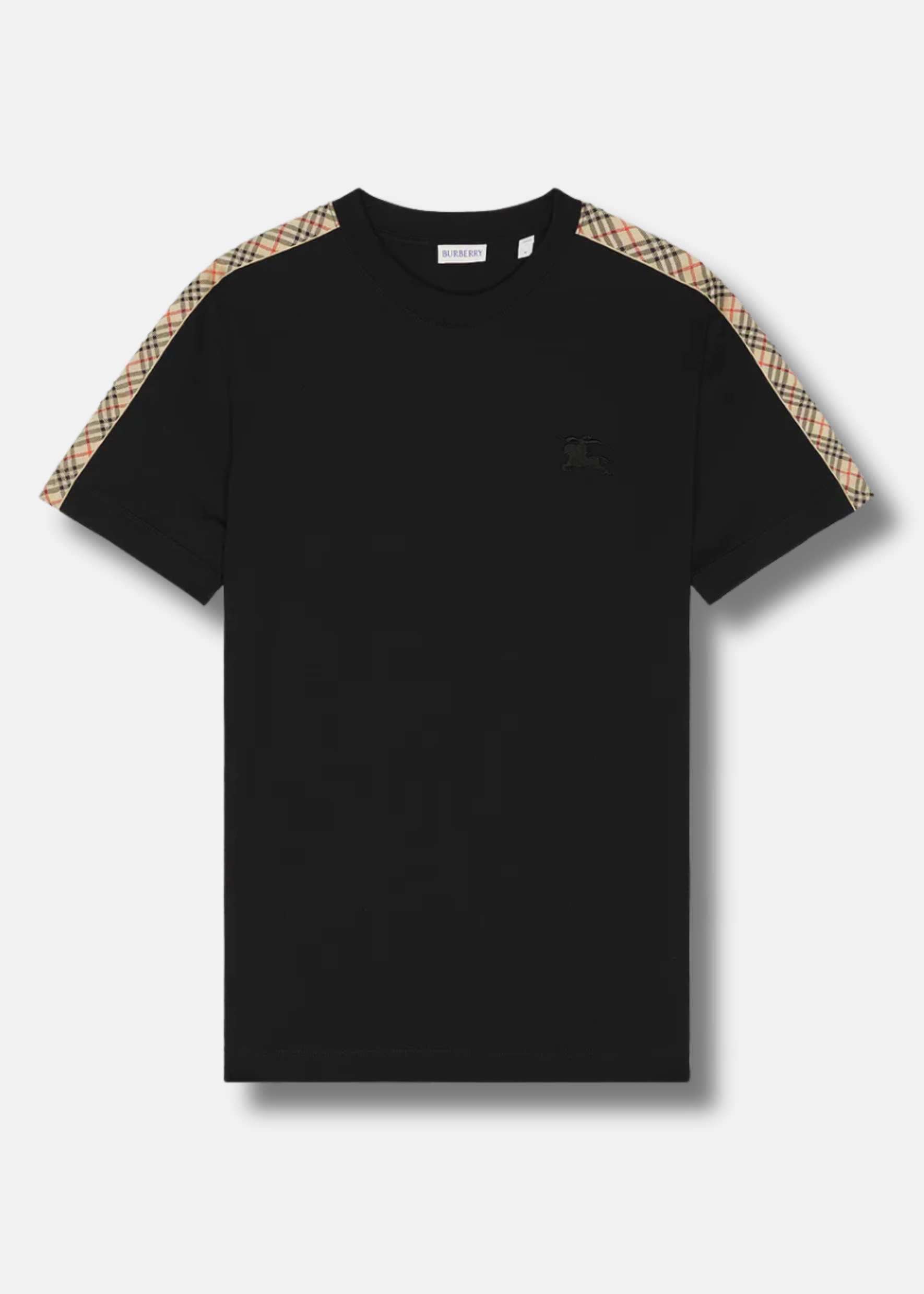 טי שירט צבע שחור Check Tape T-Shirt